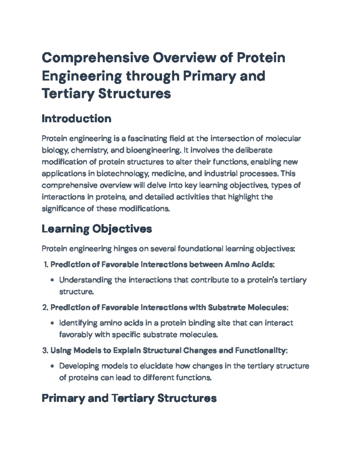 Protein Engineering: A Comprehensive Overview of Structures and ...