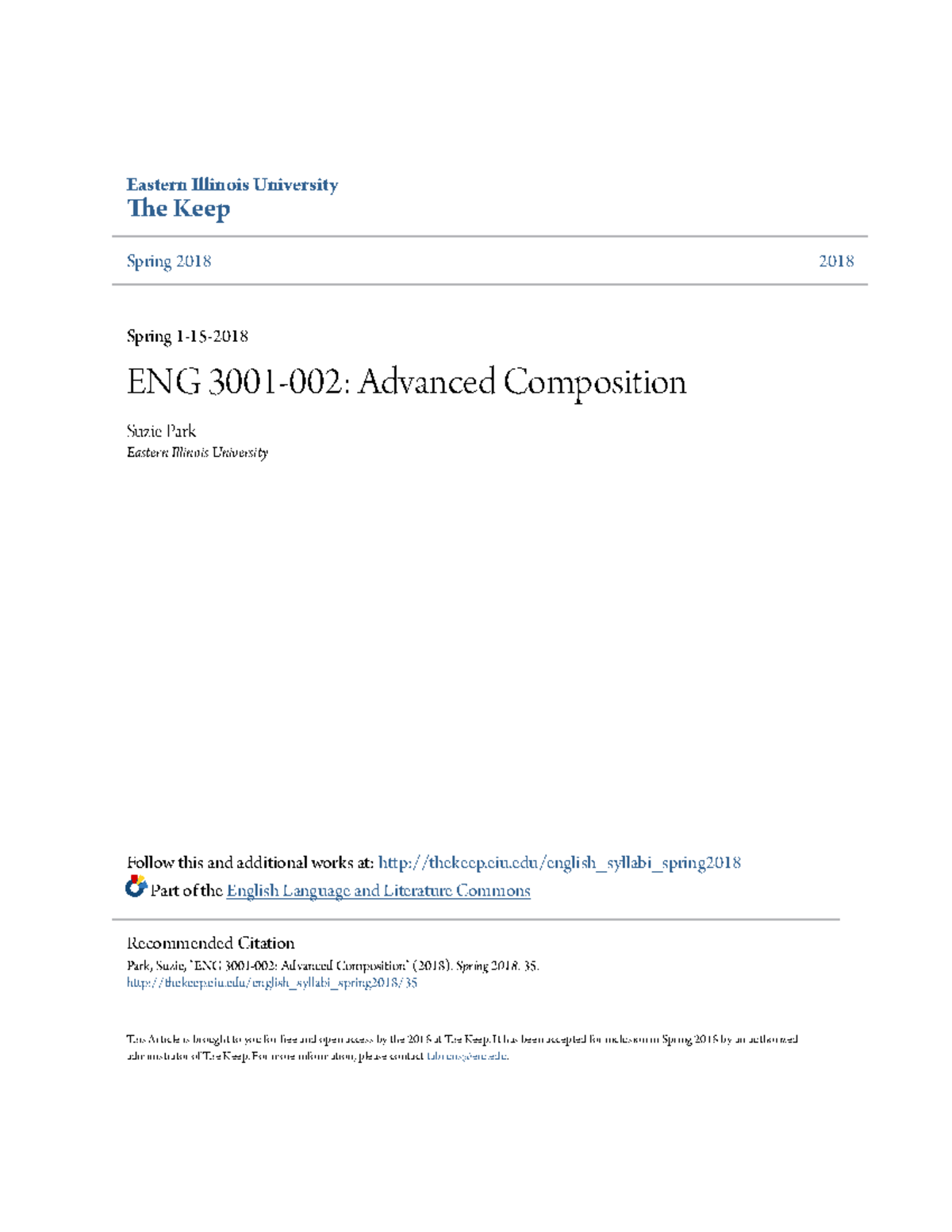 ENG 3001-002 Advanced Composition Course Syllabus - Spring 2018 - Studocu