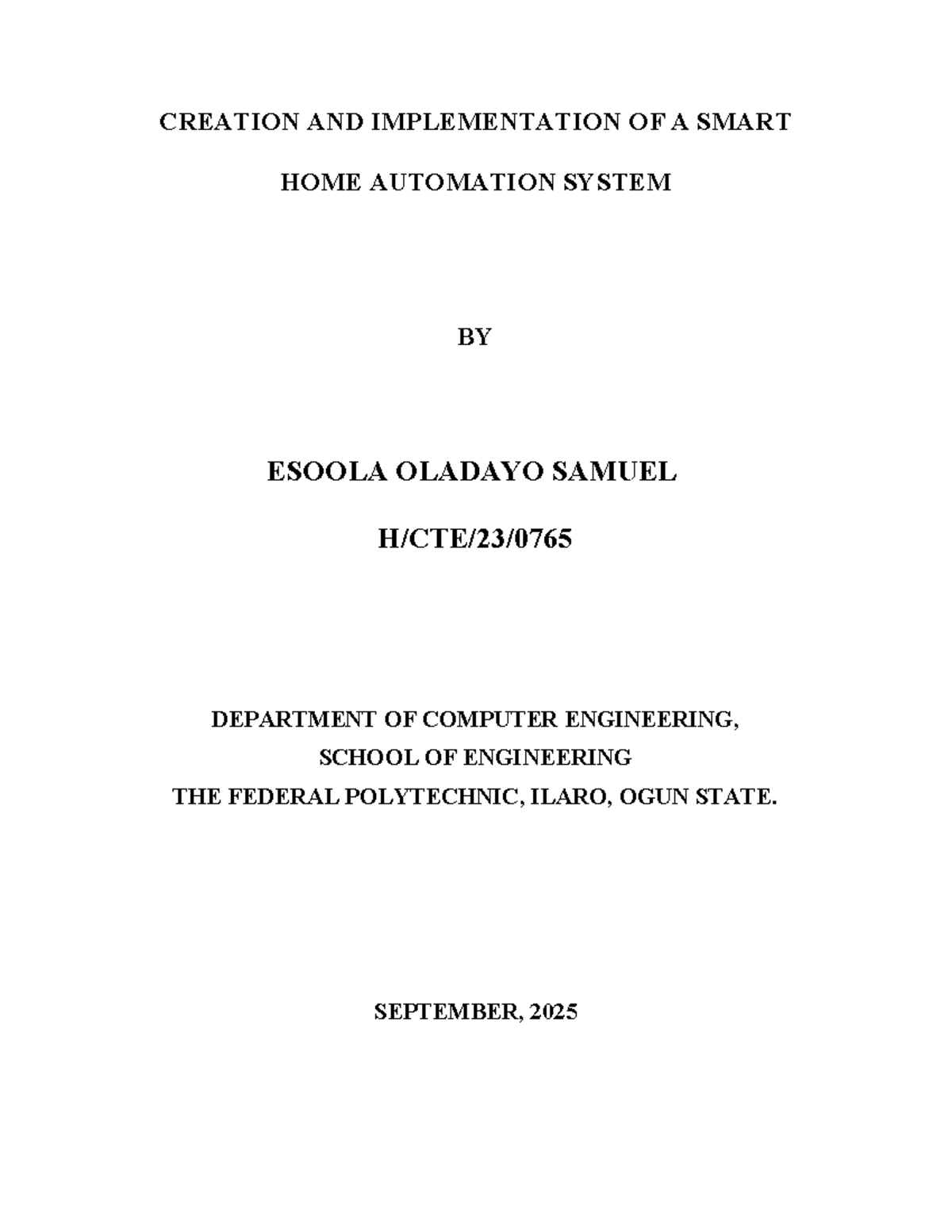 Smart Home Automation System Implementation: A Project Report (HND ...