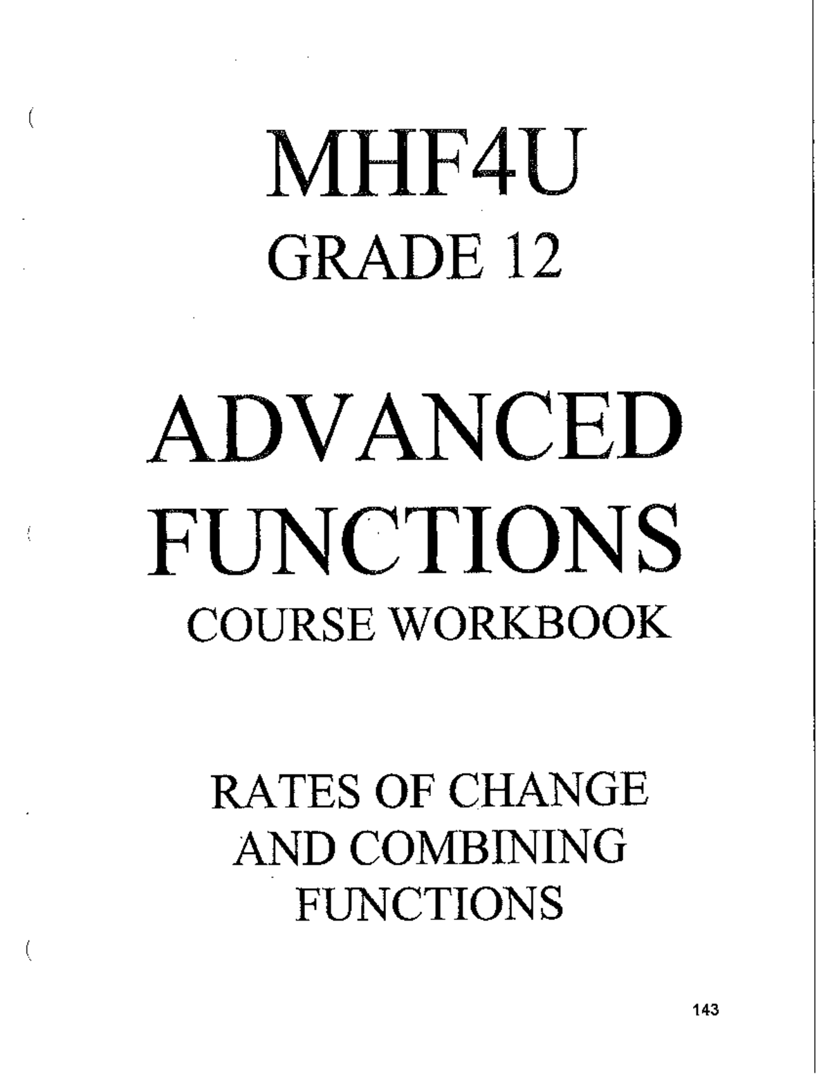 MHF4U Limits and Rates Comprehensive Study Guide - Studocu