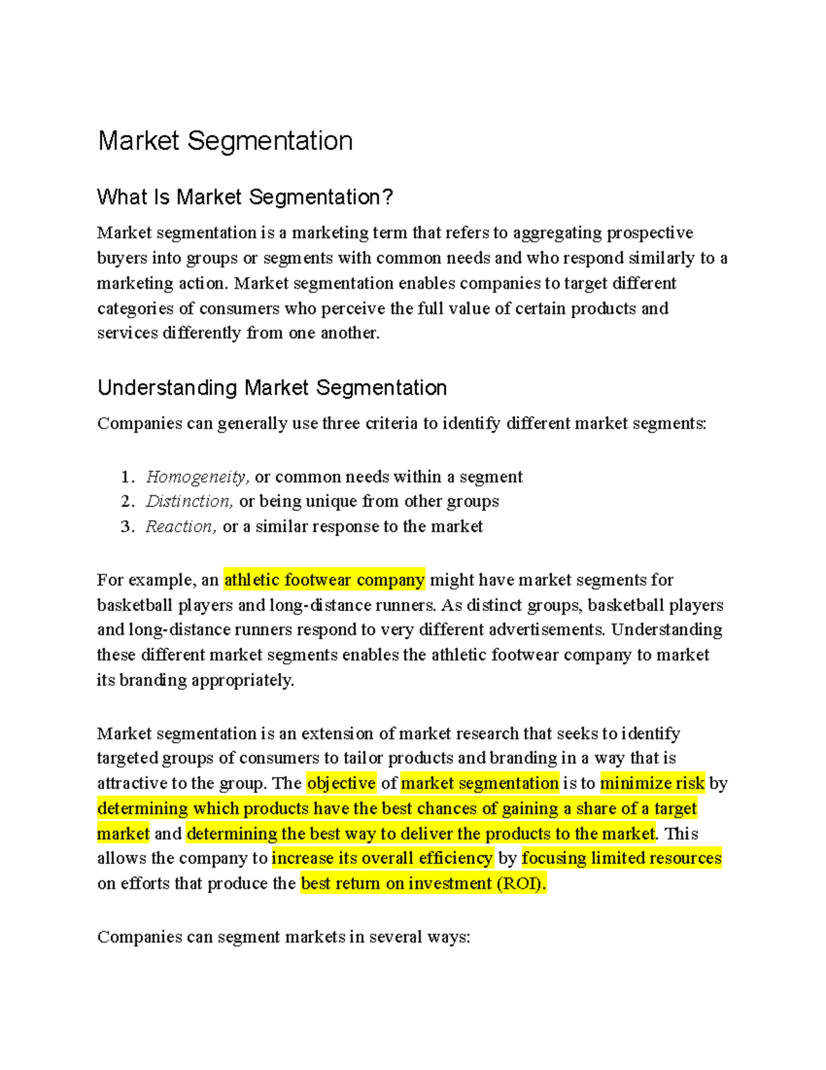 Module II: Market Segmentation Strategies and Their Applications - Studocu