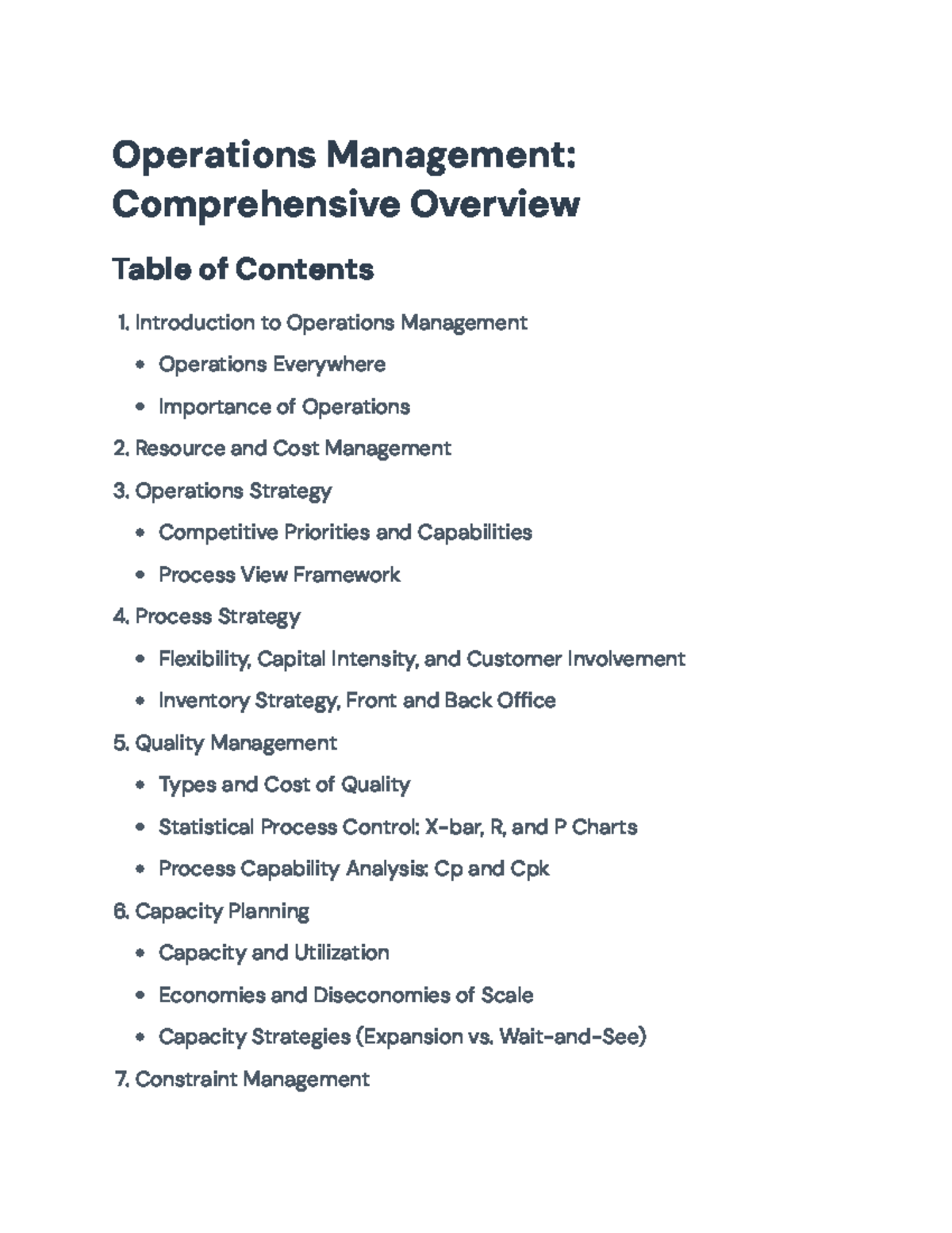 Operations Management: Comprehensive Overview of Strategies and ...