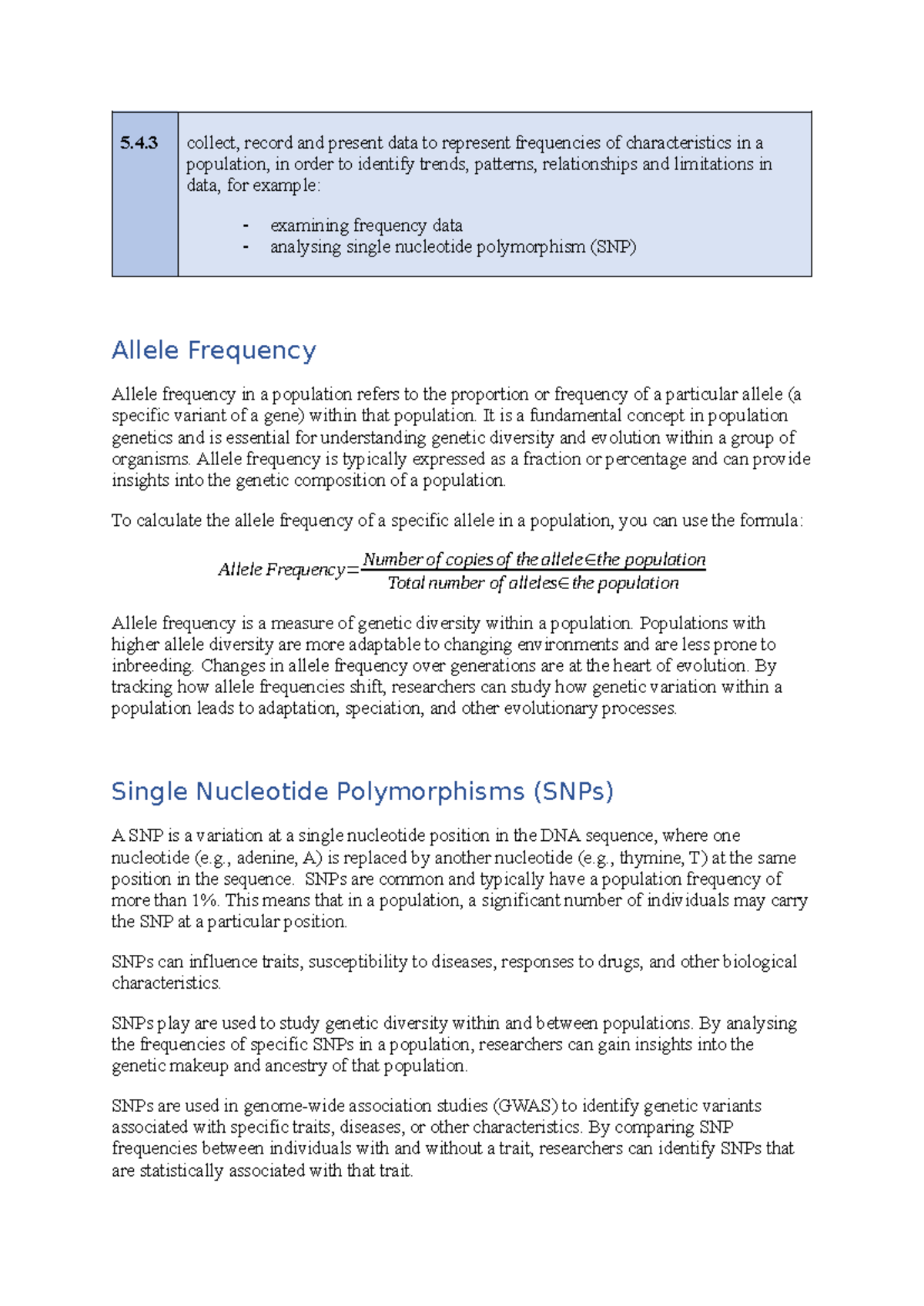 Module 5.4.3 & 5.5.2: Summary of Genetic Data Analysis Techniques - Studocu