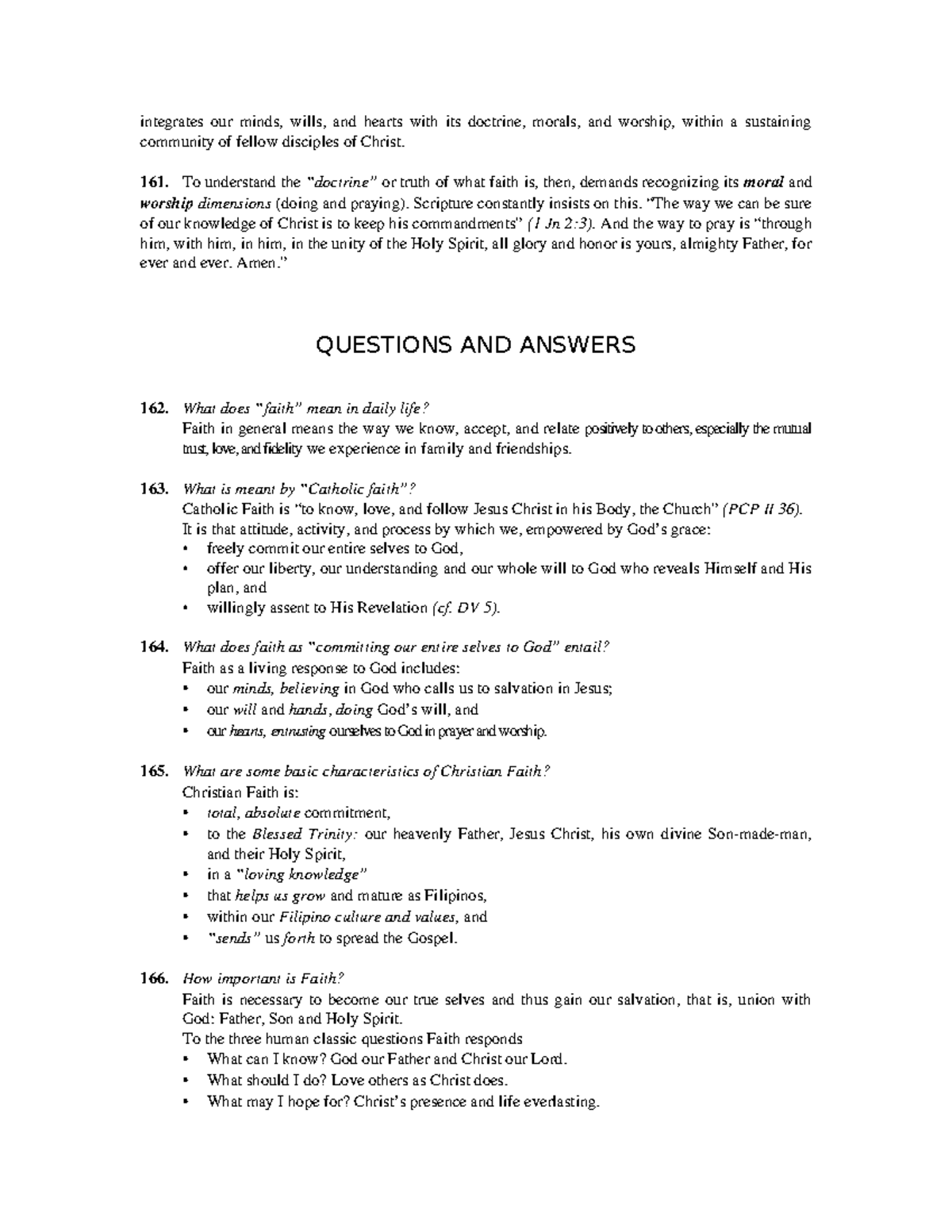 Filipino Catholic Catechism Understanding Faith And Commitment Studocu