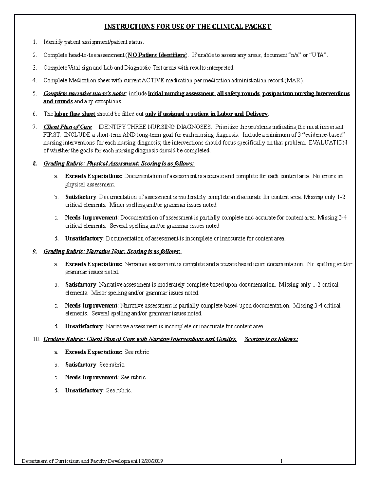 BSN 3500 Nursing Clinical Packet: Labor and Delivery Guidelines - Studocu