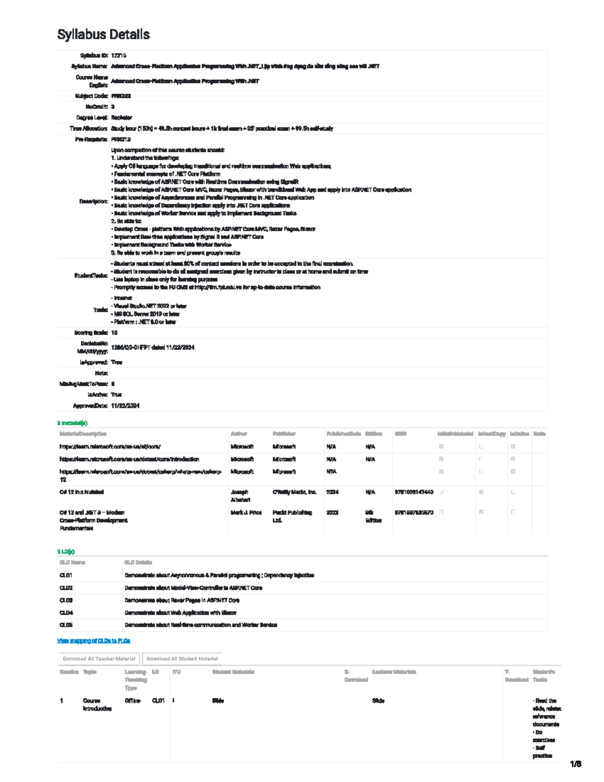 Syllabus for Advanced App Programming with .NET (PRN222) - Studocu