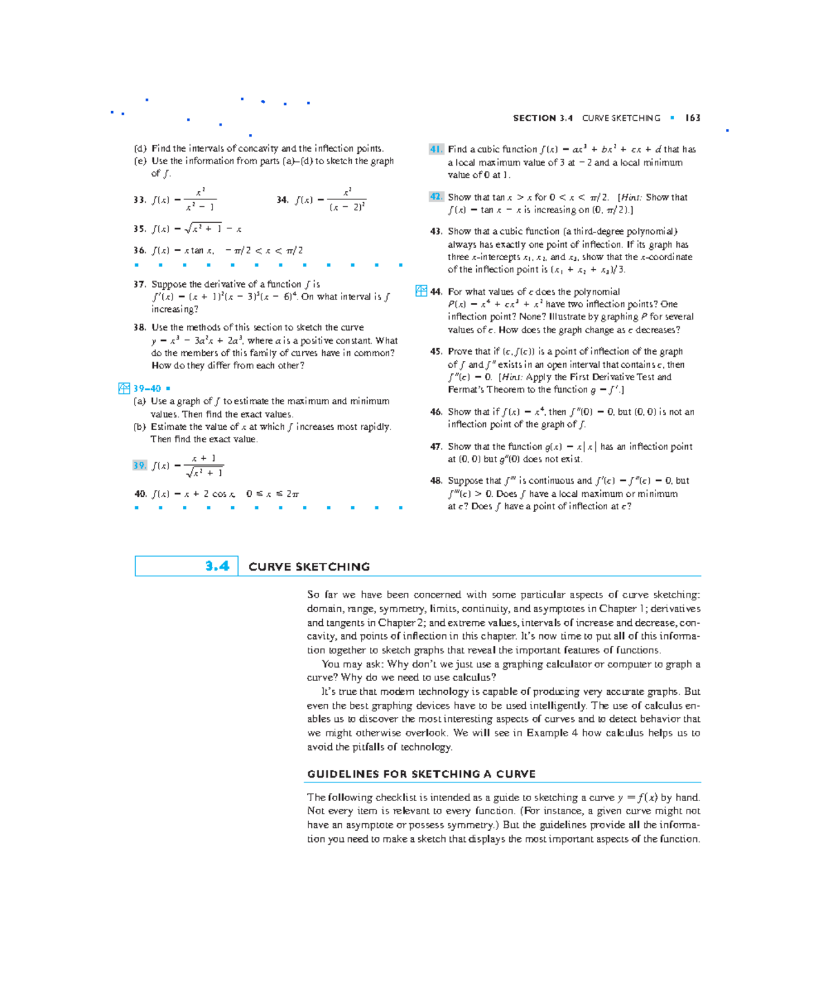 Math work ch - math work - SECTION 3 CURVE SKETCHING 163 (d) Find the ...