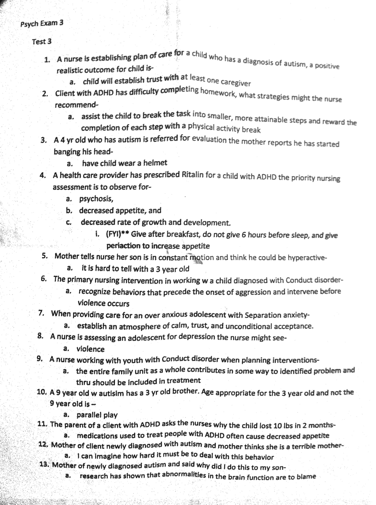 Psych 403 Midterm Exam 3 Review: Key Concepts and Nursing Interventions ...