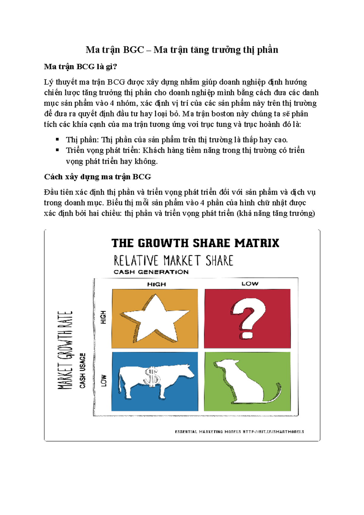 Phân Tích Ma trận BCG: Chiến Lược Tăng Trưởng và Thị Phần - Studocu