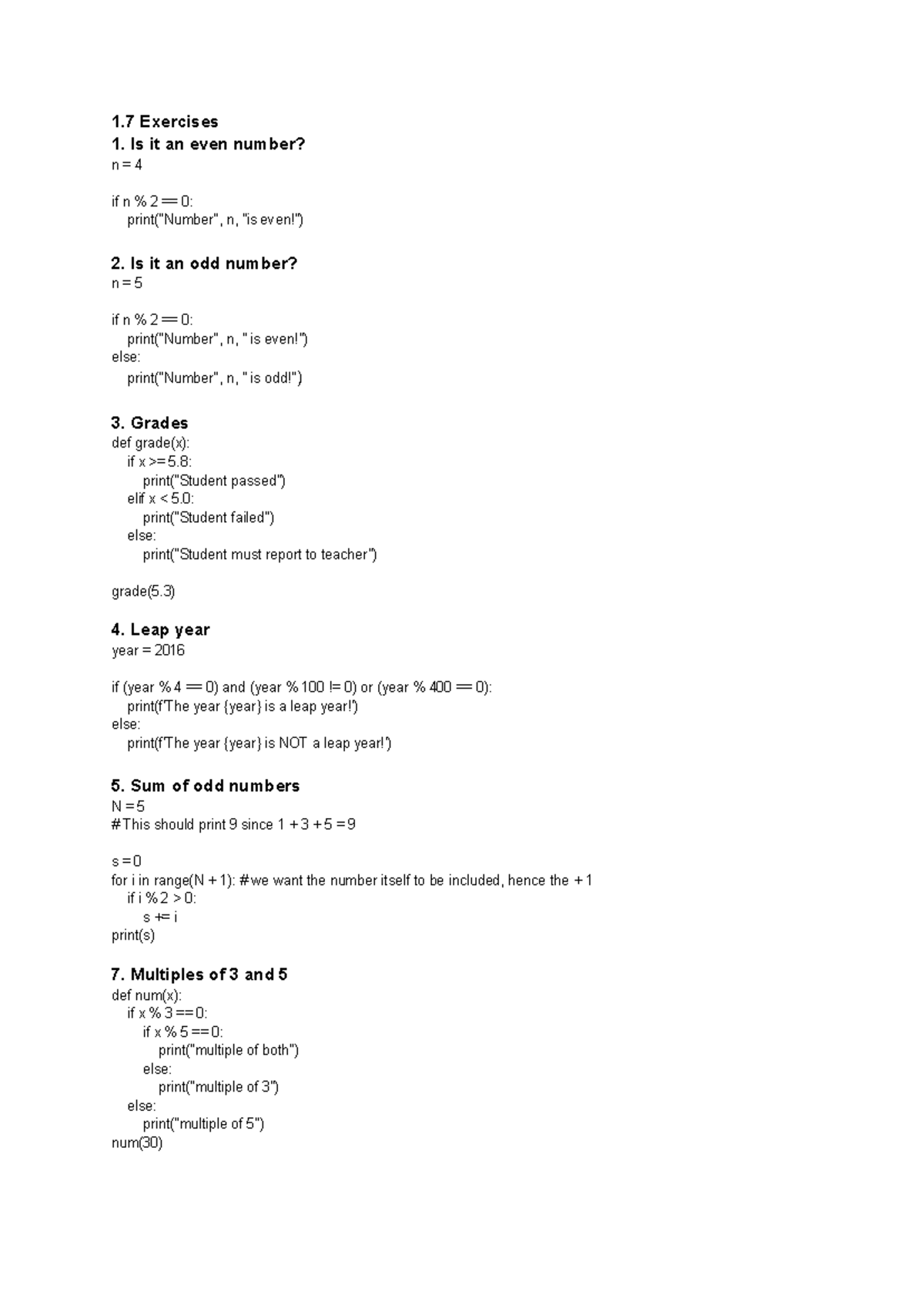 Python Exercises and Notions for Programming Fundamentals - Studeersnel