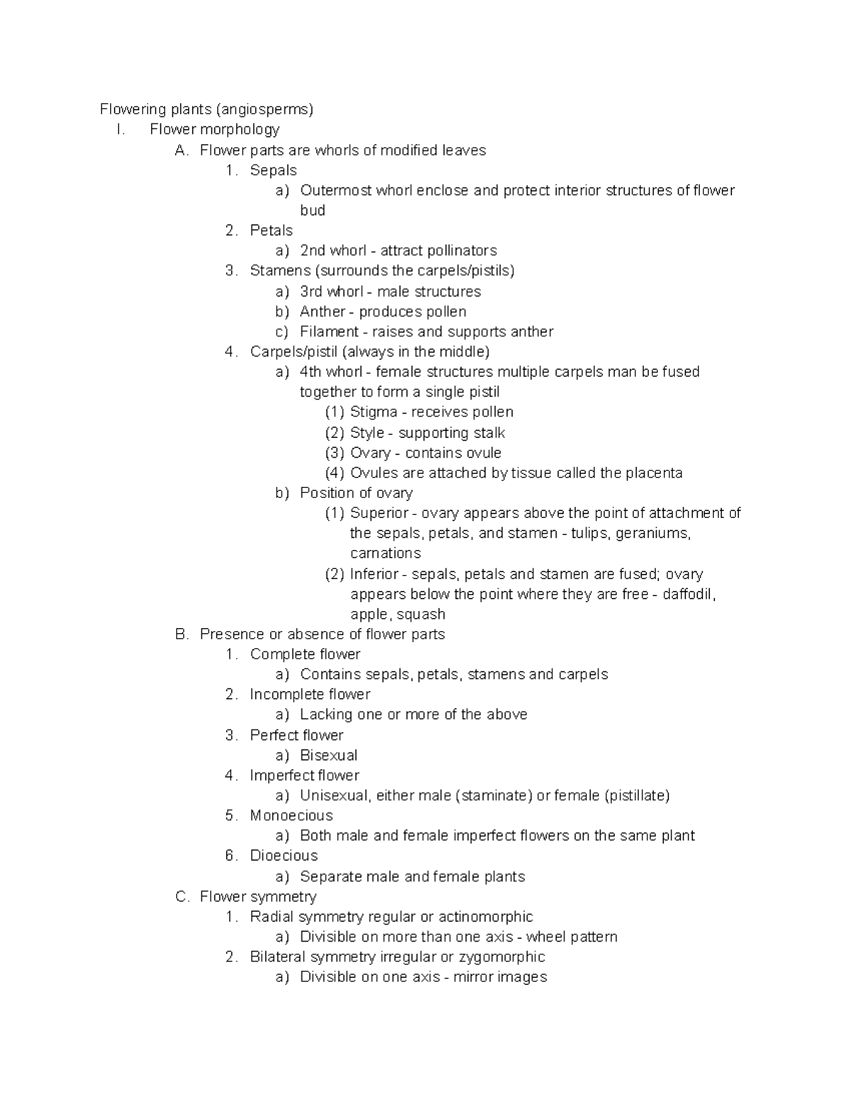 2.4 Flower Morphology - Lecture Notes on Angiosperms - Studocu