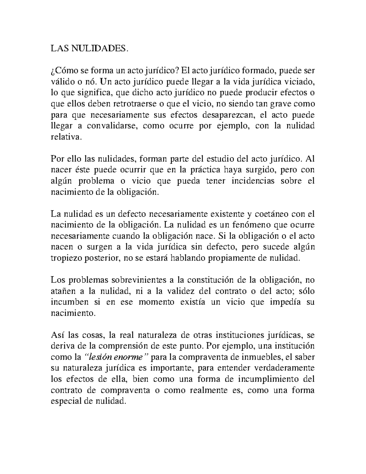 LAS NULIDADES EN EL ACTO JURÍDICO: VALIDEZ Y EFECTOS - Document Preview