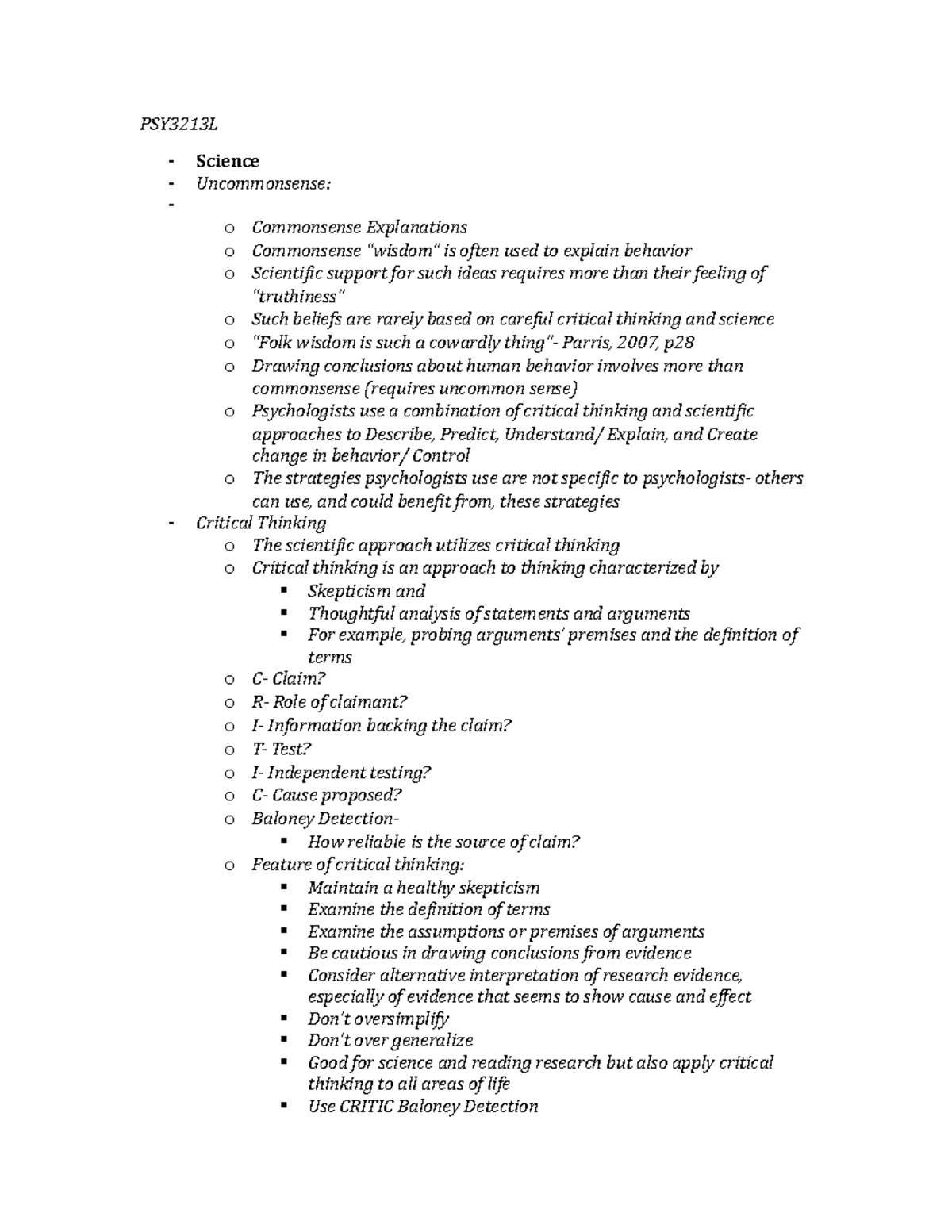 PSY3213L Lecture Notes: Understanding Psychological Research Methods ...