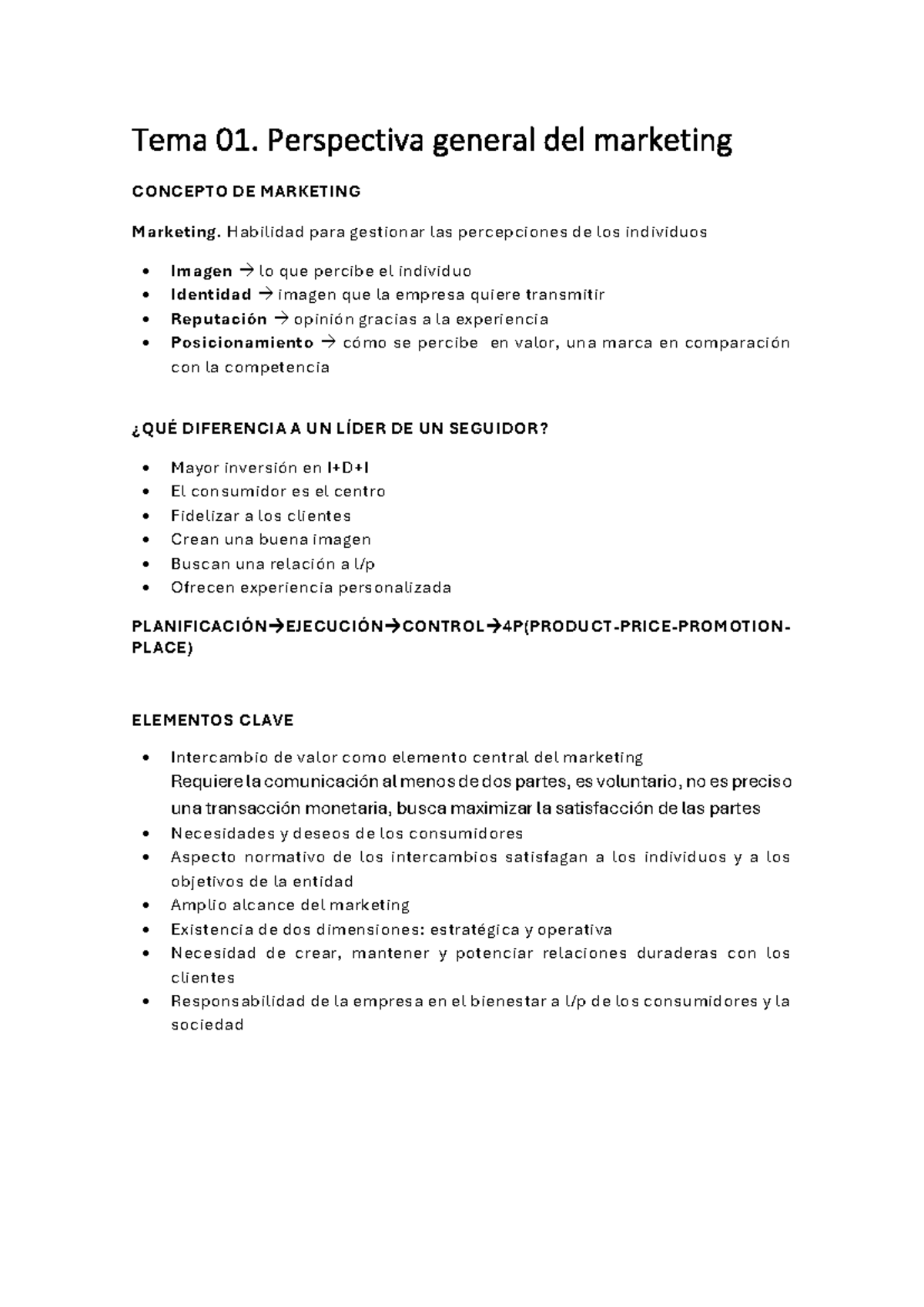 TEMA 01: Perspectiva General del Marketing y Estrategias Clave - Studocu