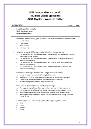 2007 BGCSE Physics - Paper 1 Exam Questions and Answers - Studocu
