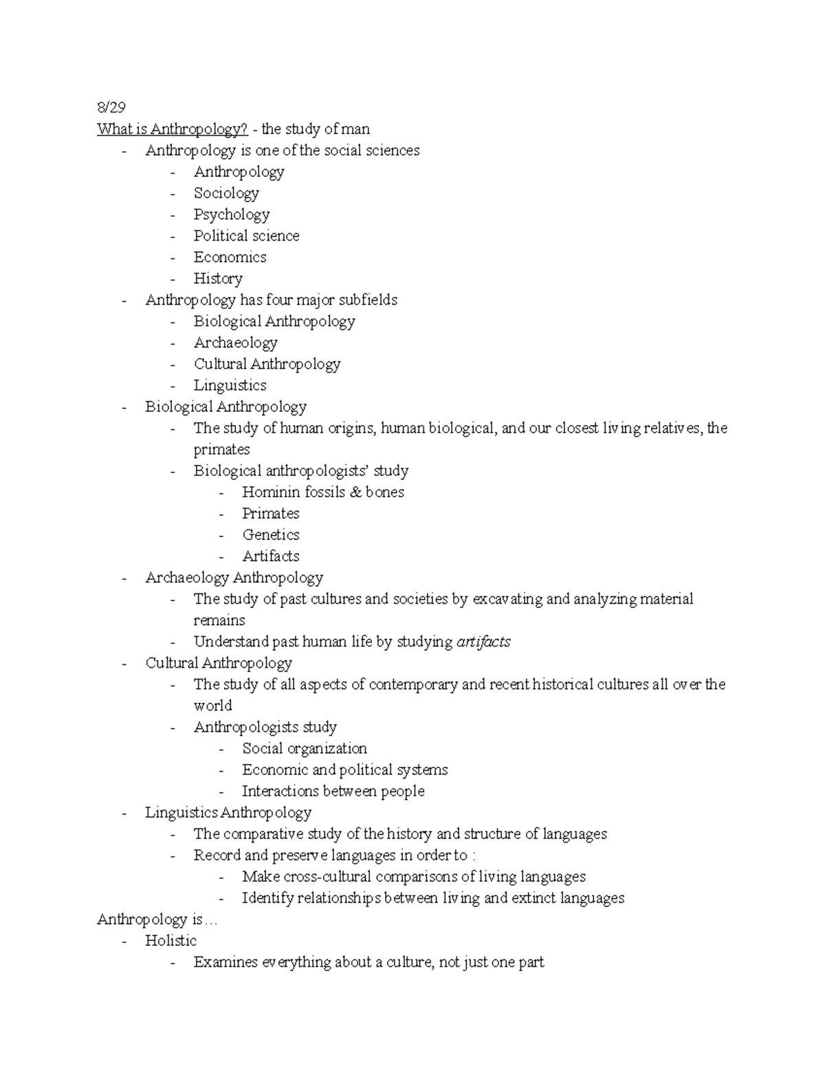 ANTH 101: Comprehensive Anthropology Class Notes for Midterm Exam - Studocu