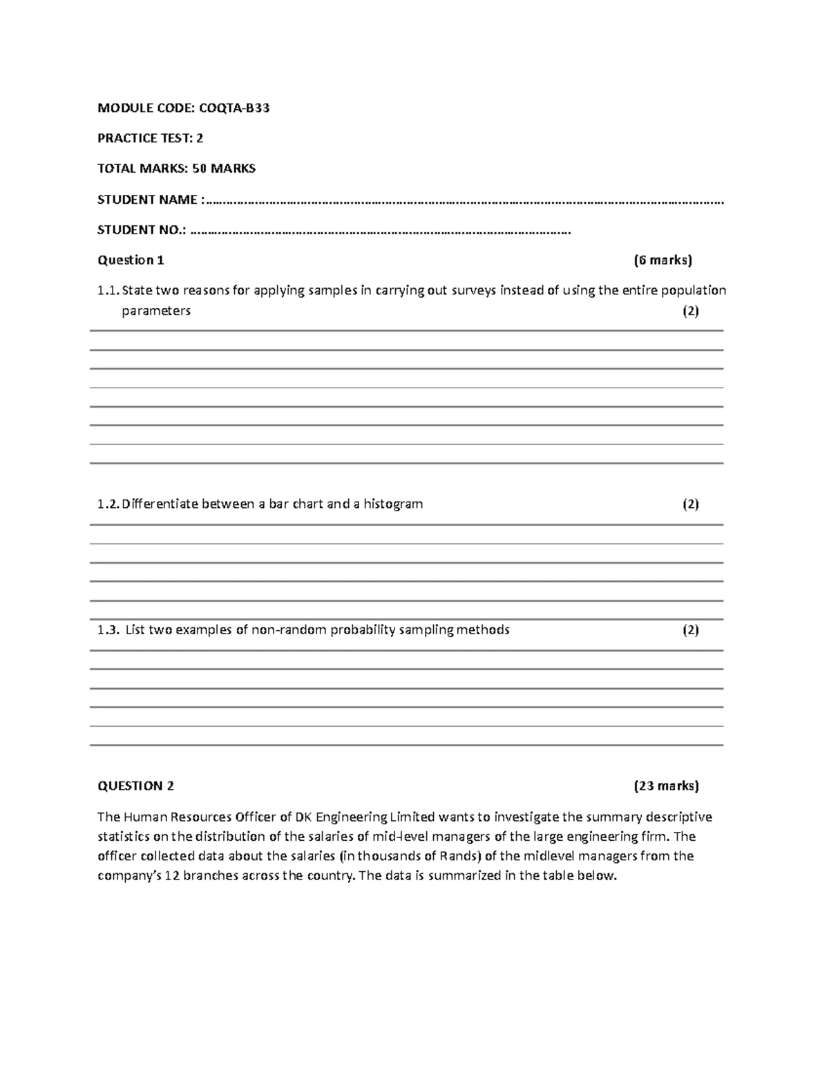 Appendix: Statistical Formulae Sheet for Quantitative Techniques - Studocu