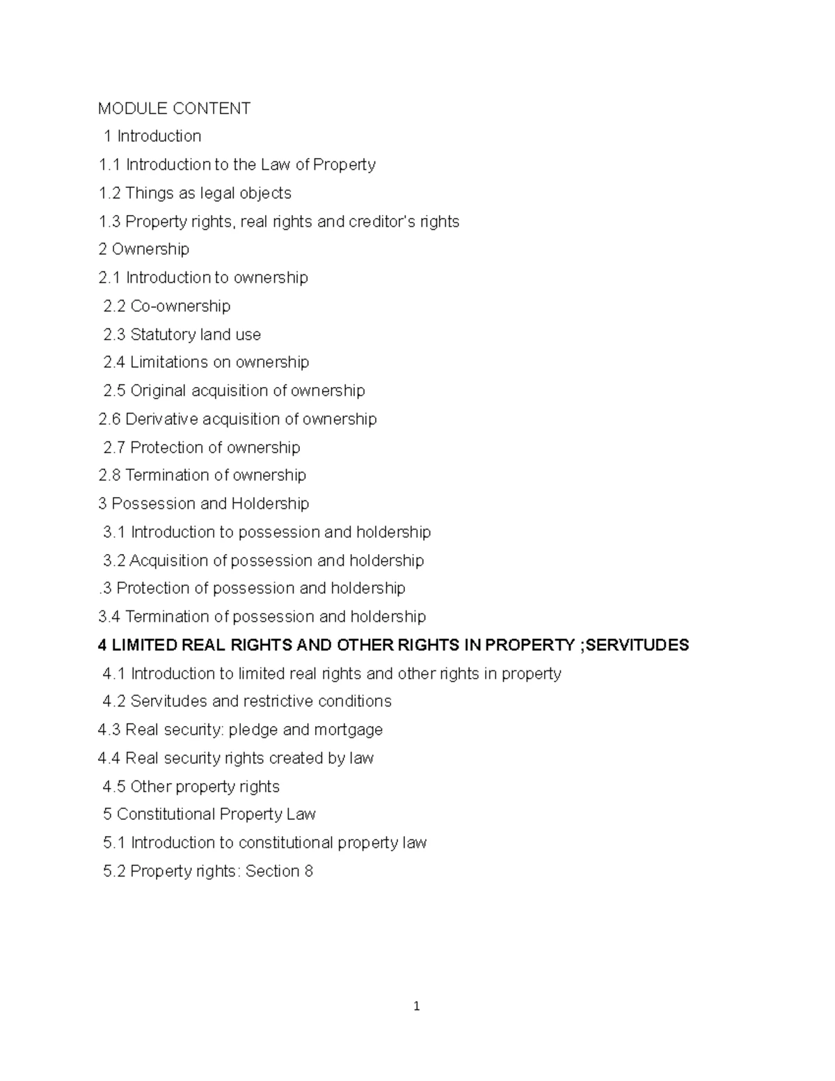 Property LAW Notes Topic 1.2.3 - MODULE CONTENT 1 Introduction 1 ...