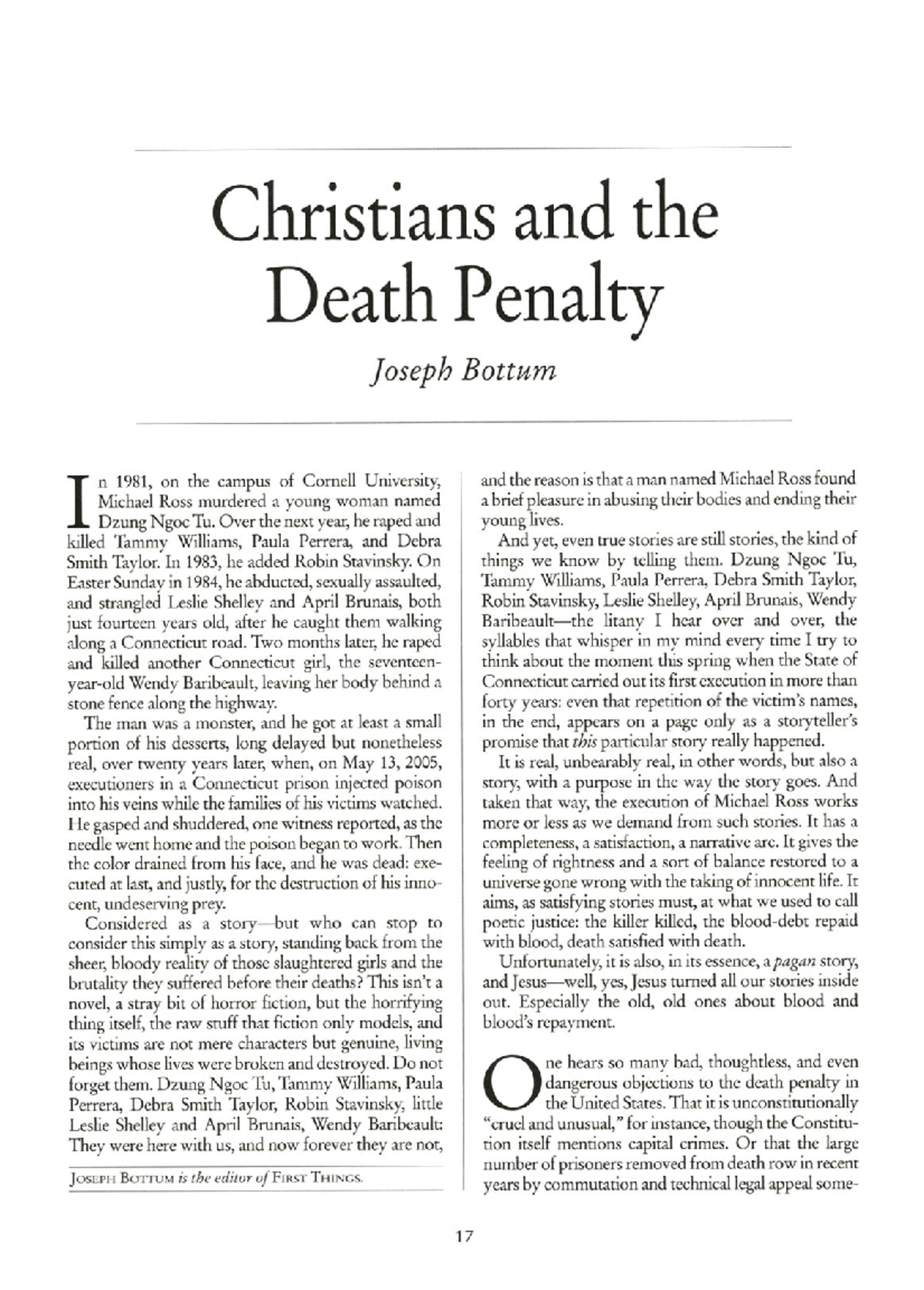 Final Exam Review Notes for Course XYZ 101 - Christians and the Death ...