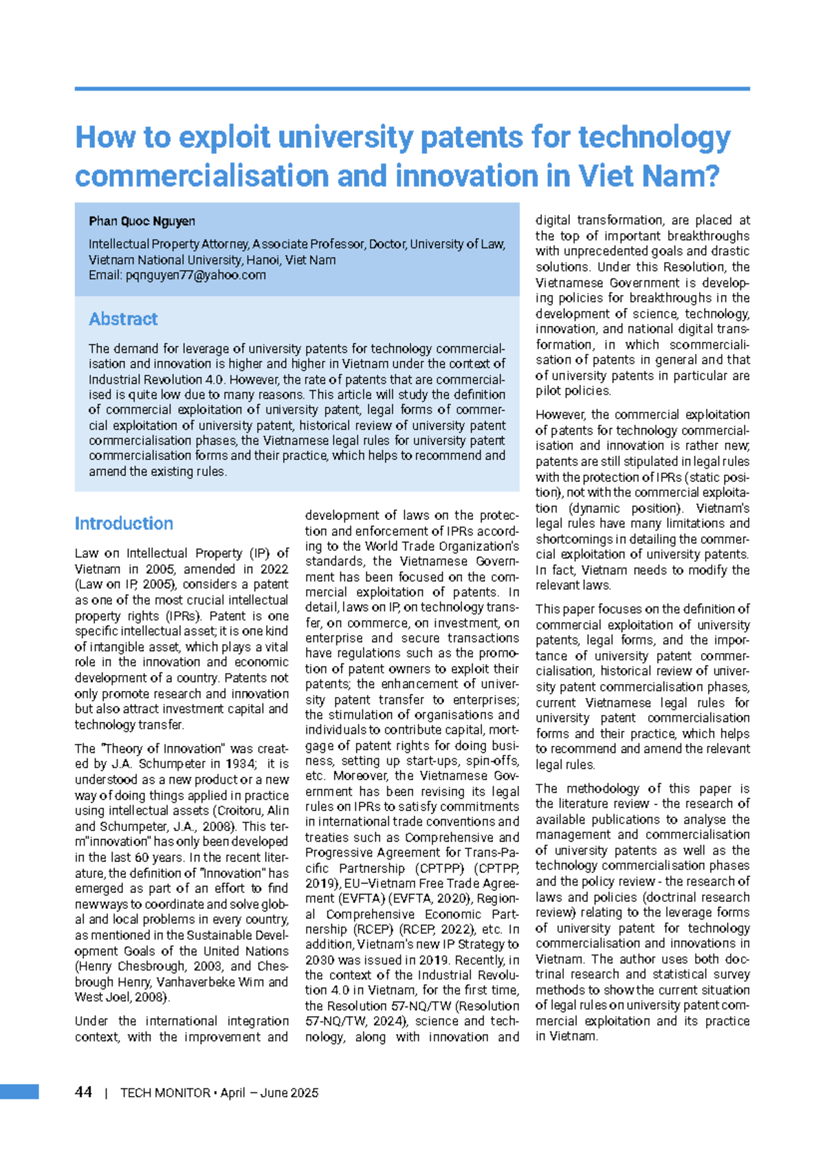 Exploiting University Patents for Tech Commercialisation in Vietnam ...