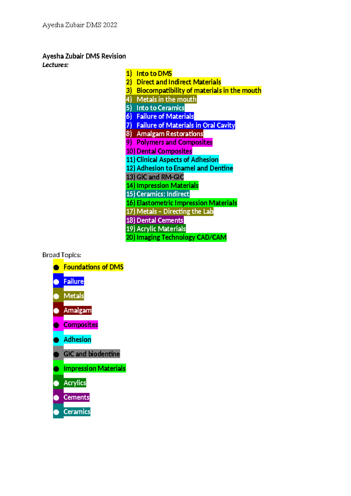 Revision Notes: DMS Course Key Concepts and Material Failure Analysis ...