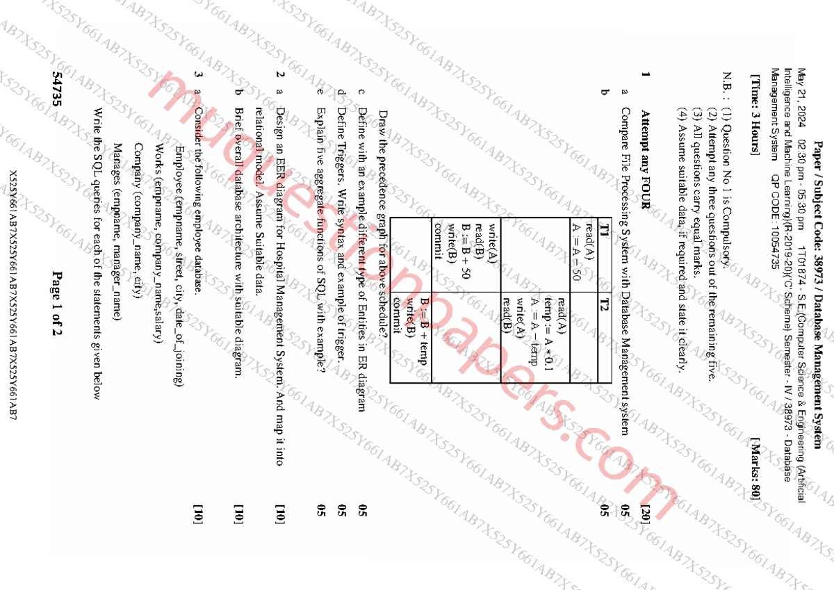 B7 38973 Database Management System Final Exam Notes - May 2024 - Studocu