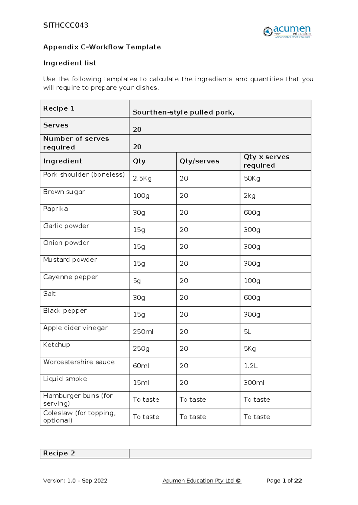 Appendix C Dinner Buffet Workflow: Recipes and Scheduling Guide - Studocu
