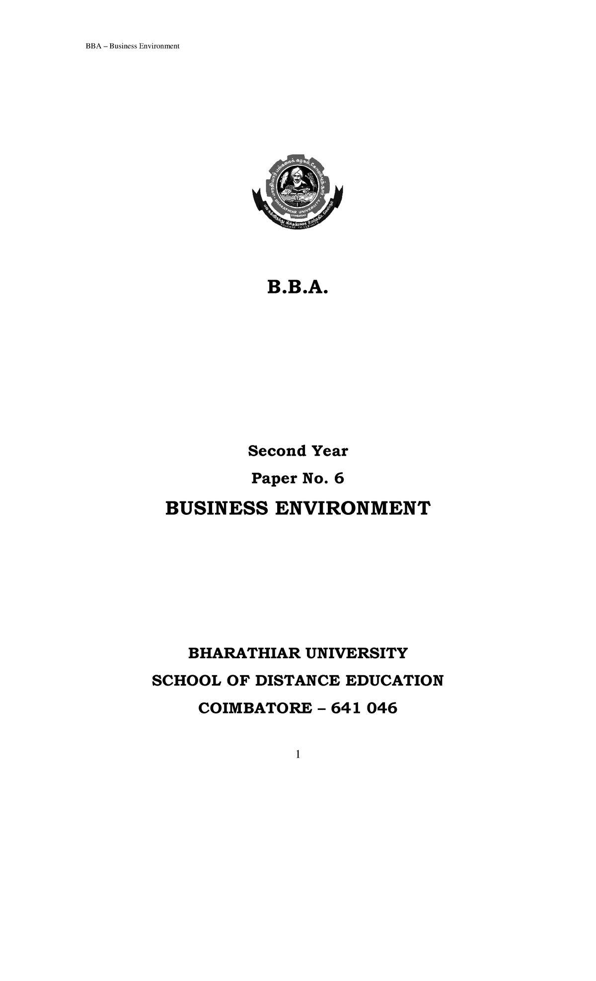 BBA Business Environment - Detailed Overview and Analysis Notes - Studocu