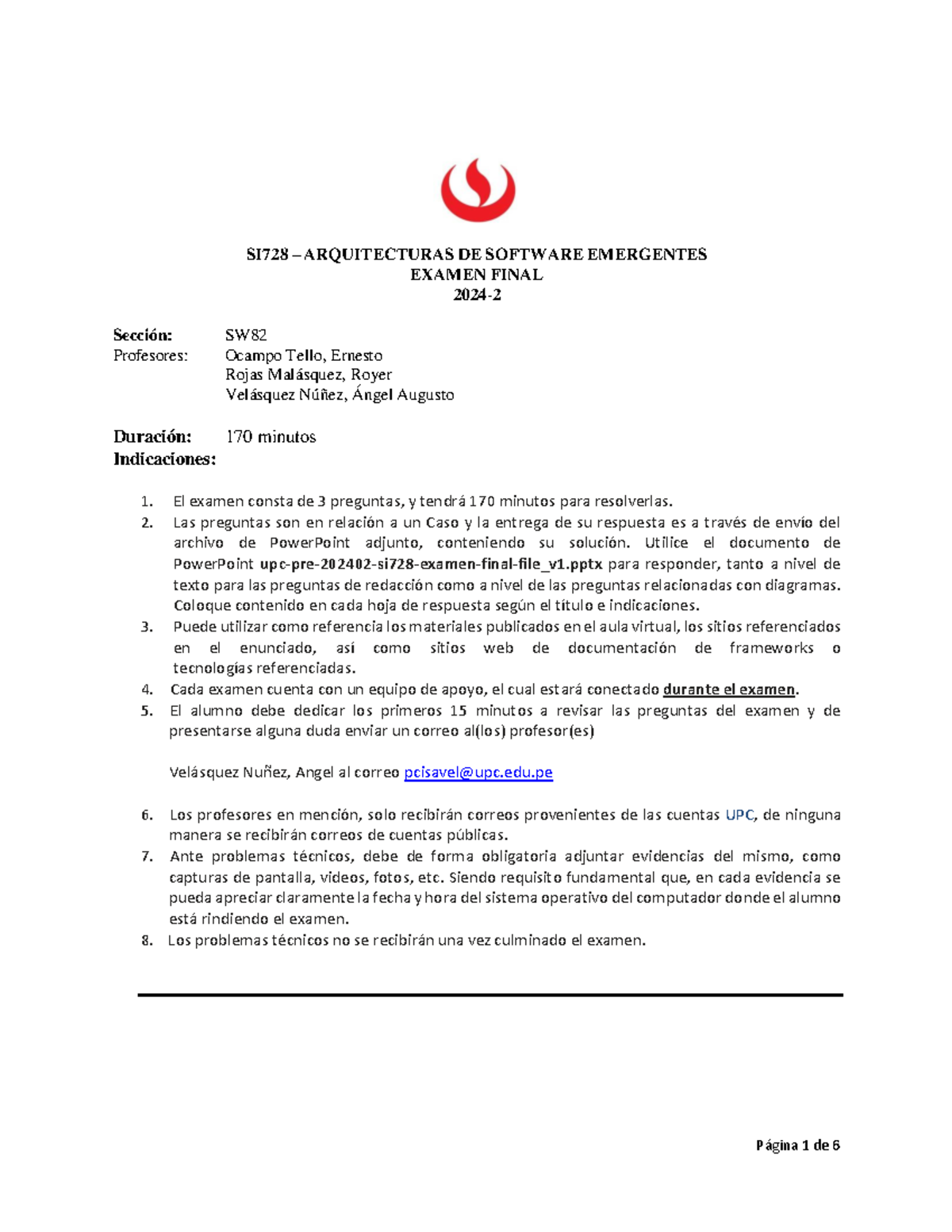 SI728 Examen Final: Arquitecturas de Software Emergentes - Caso SFS ...