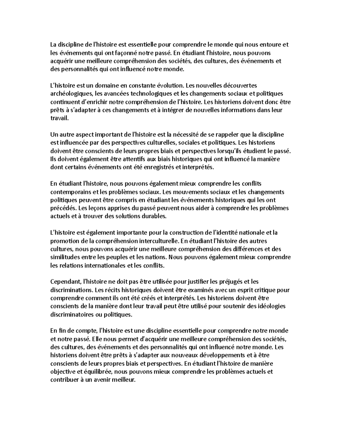 Dissertation Pratique 4 - La discipline de l'histoire est essentielle ...