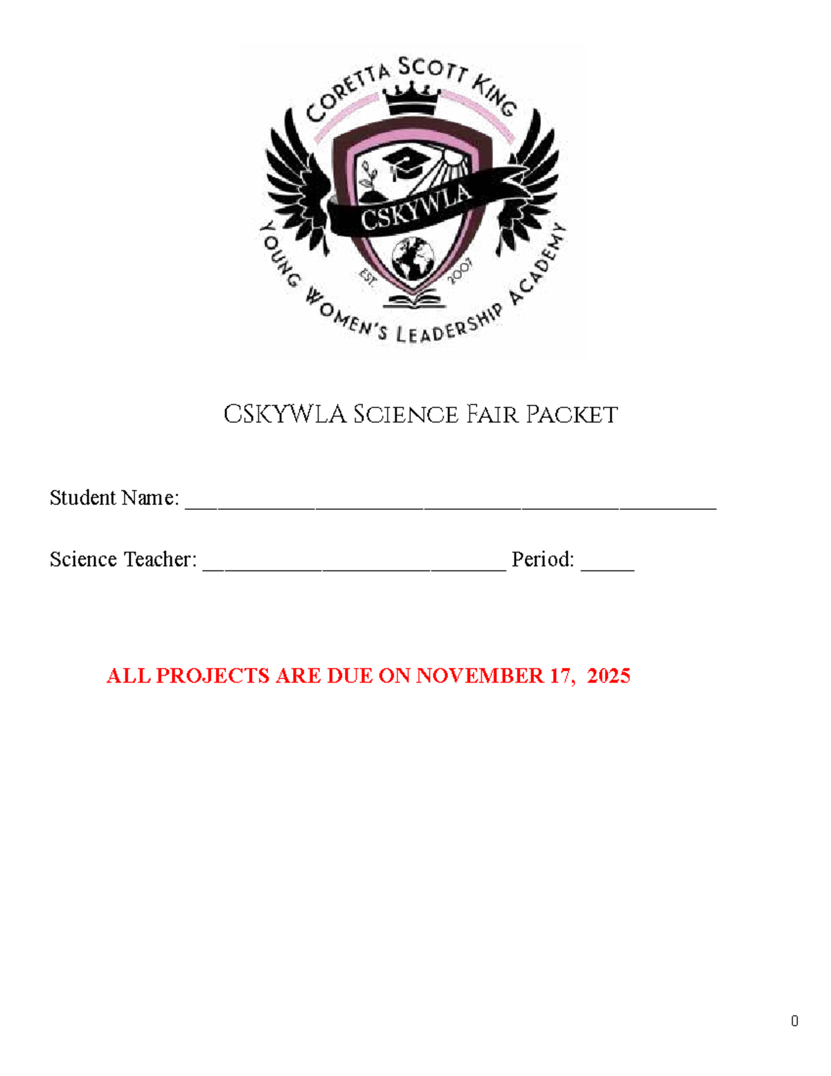 CSKYWLA Science Fair Project Guidelines and Timeline 2025-2026 - Studocu