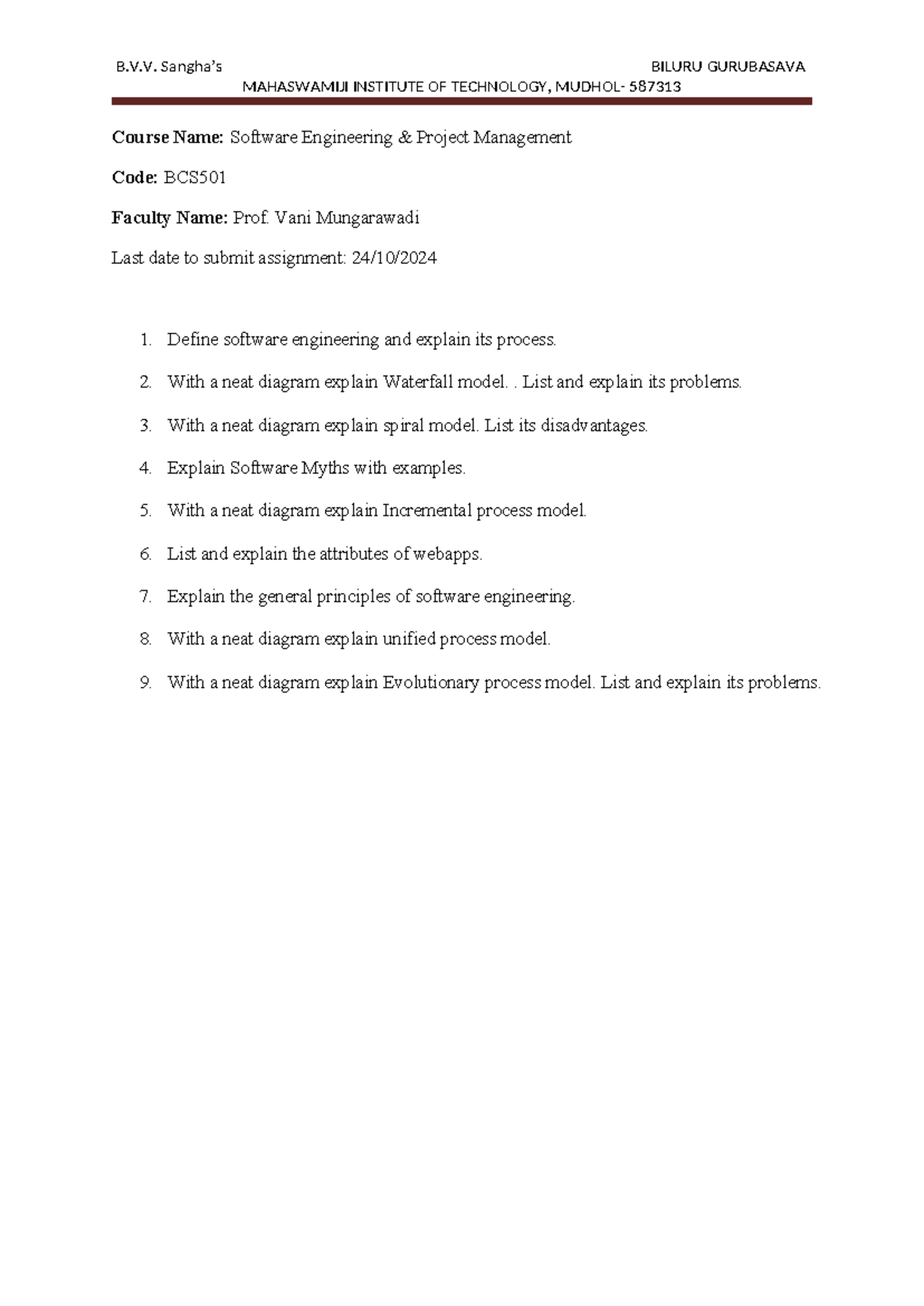 BCS Software Engineering Assignment Questions - Practice Notes - Studocu