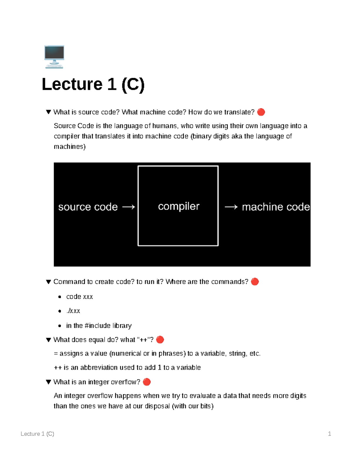 Lecture 1 (C) - ] Lecture 1 (C) What is source code? What machine code ...