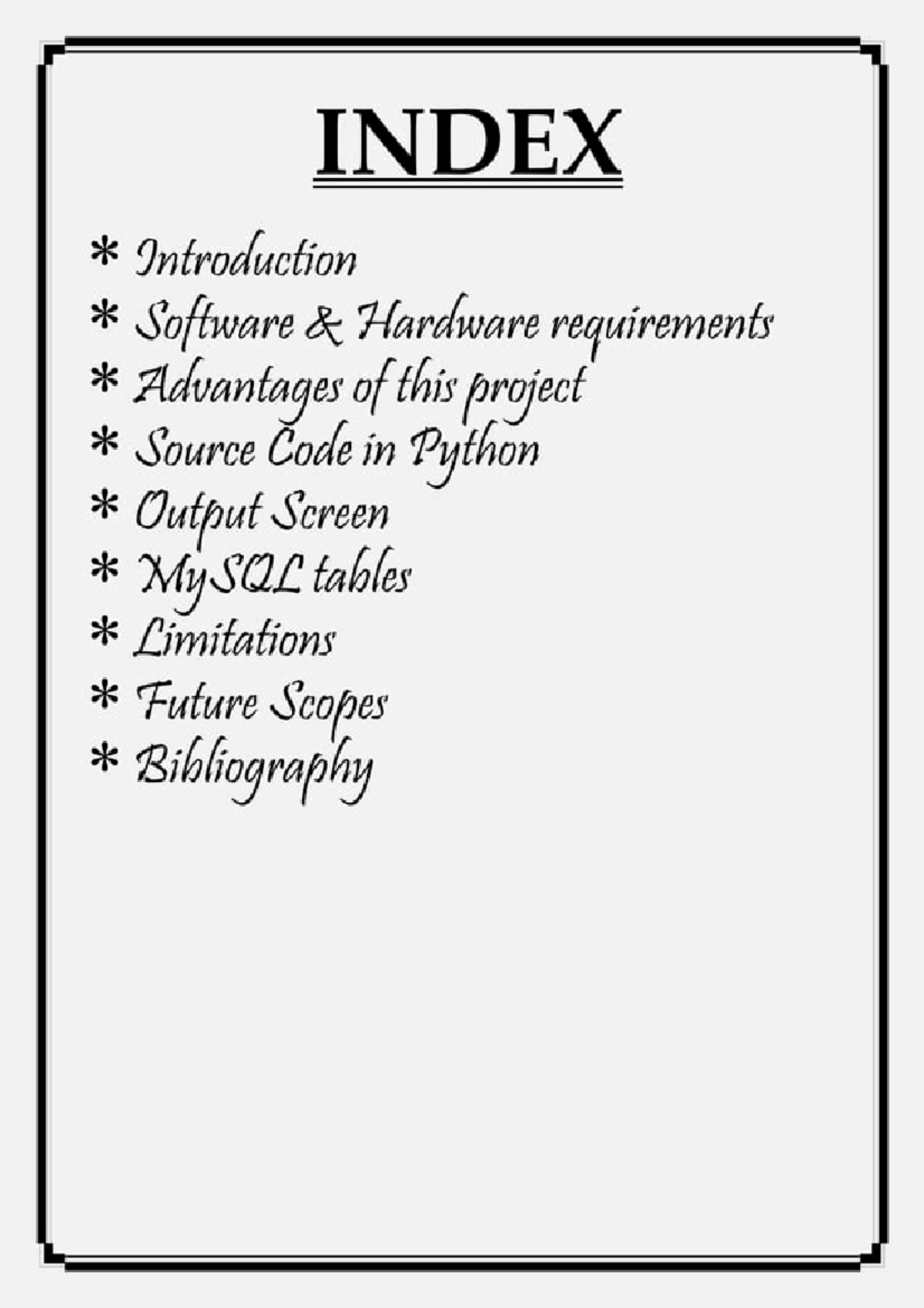 Proj - Proj - INDEX Introduction Software Hardware requirements ...