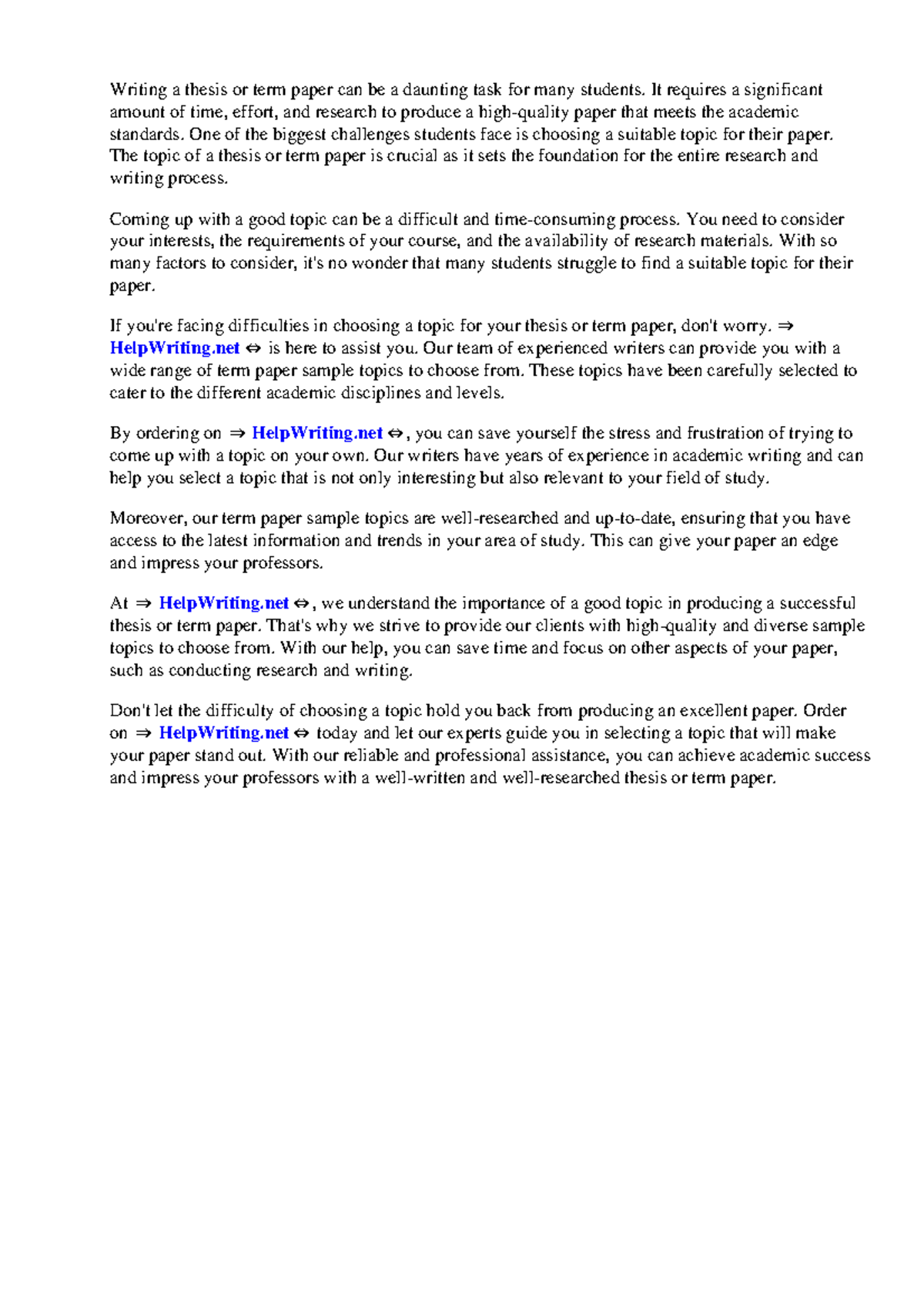 Term paper sample topics - Writing a thesis or term paper can be a ...