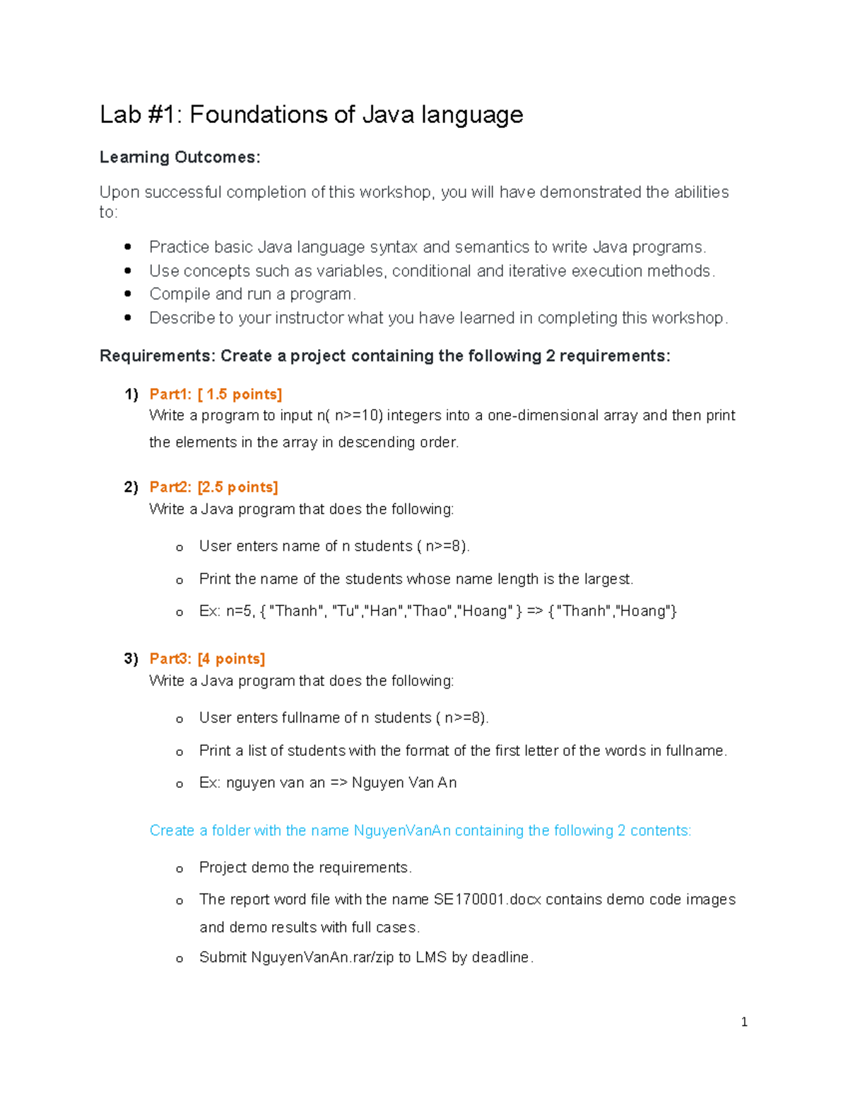 Lab1 - dwadsawdsawd - Lab #1: Foundations of Java language Learning ...