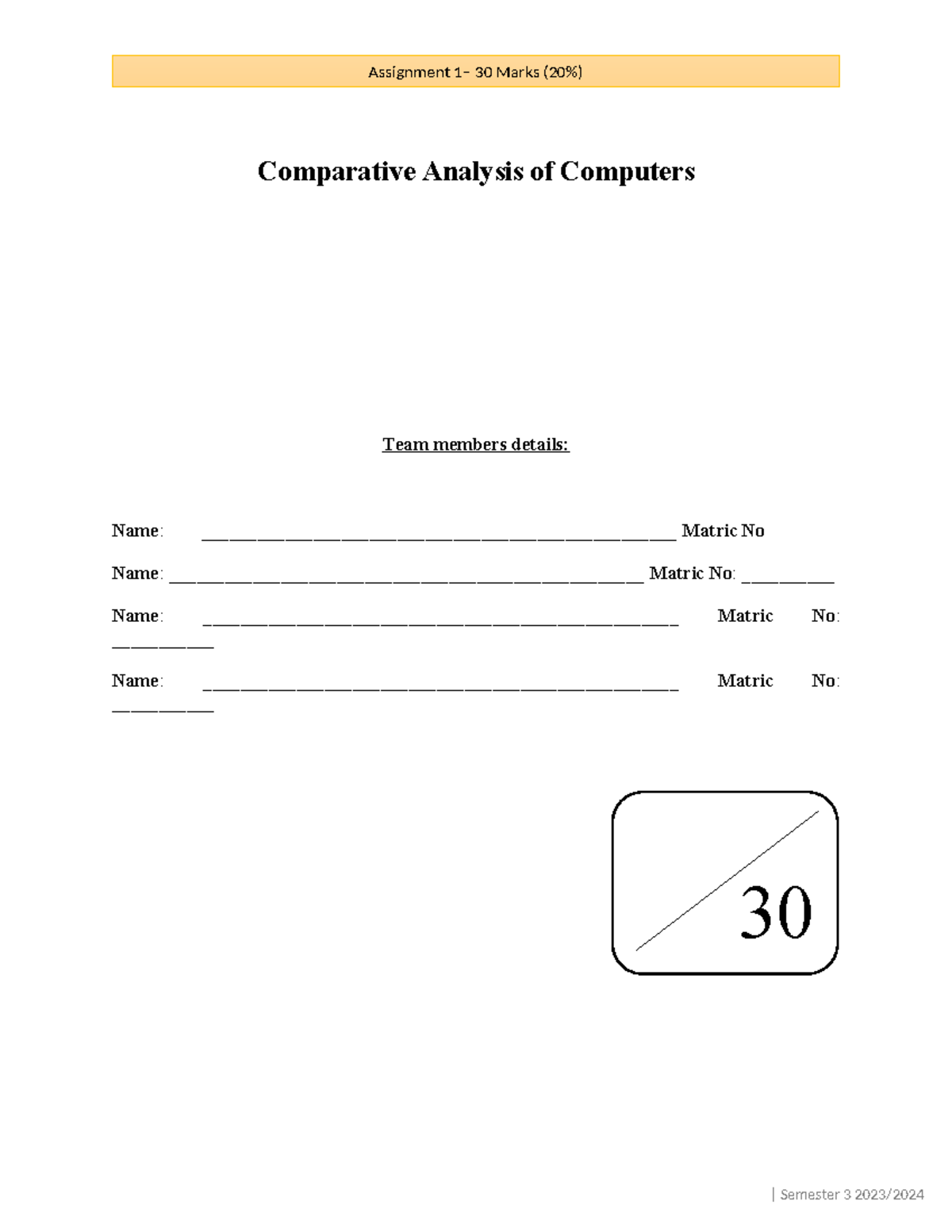 EDL Semester 3 Assignment: Comparative Analysis of Computers - Studocu