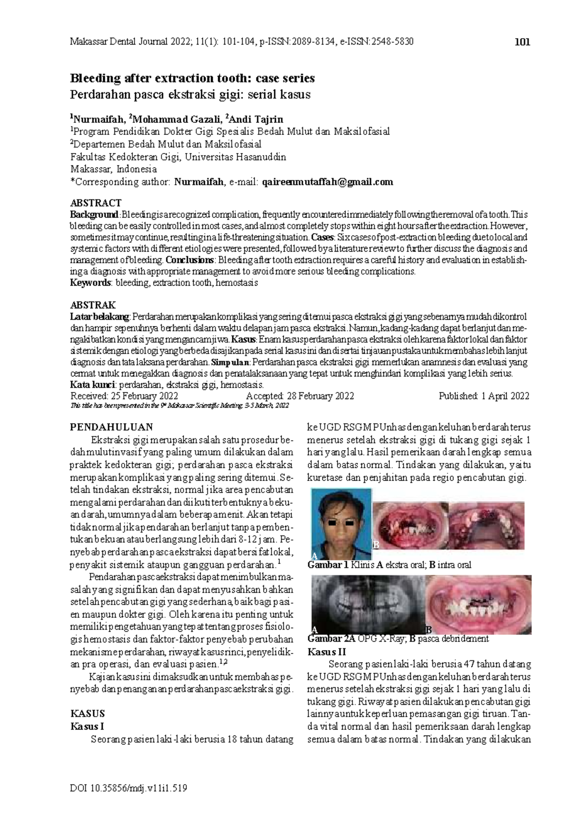 Case Series on Post-Extraction Bleeding: Insights and Management - Studocu