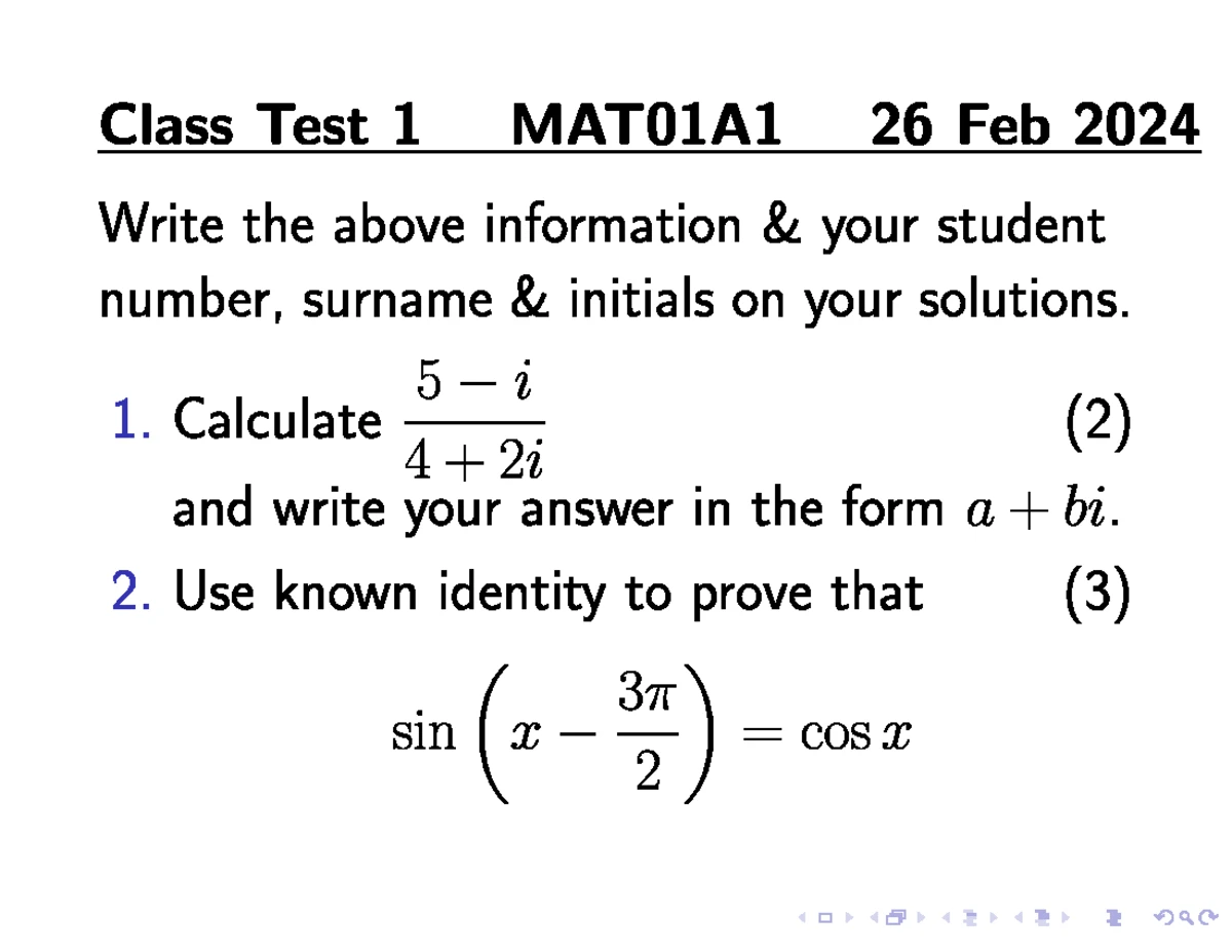 MAT01A1 - Practice Questions and Solutions Review - Studocu