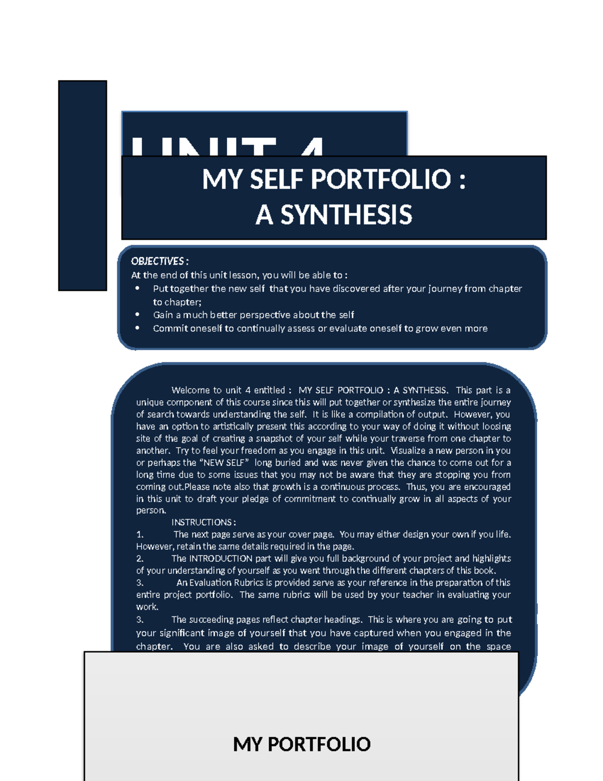 UNIT 4 MY Personal Portfolio - UNIT 4MY SELF PORTFOLIO : A SYNTHESIS ...