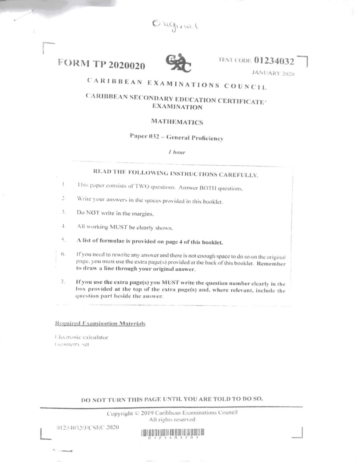 CSEC Math January 2020 Paper 3 Exam Analysis and Solutions - Studocu