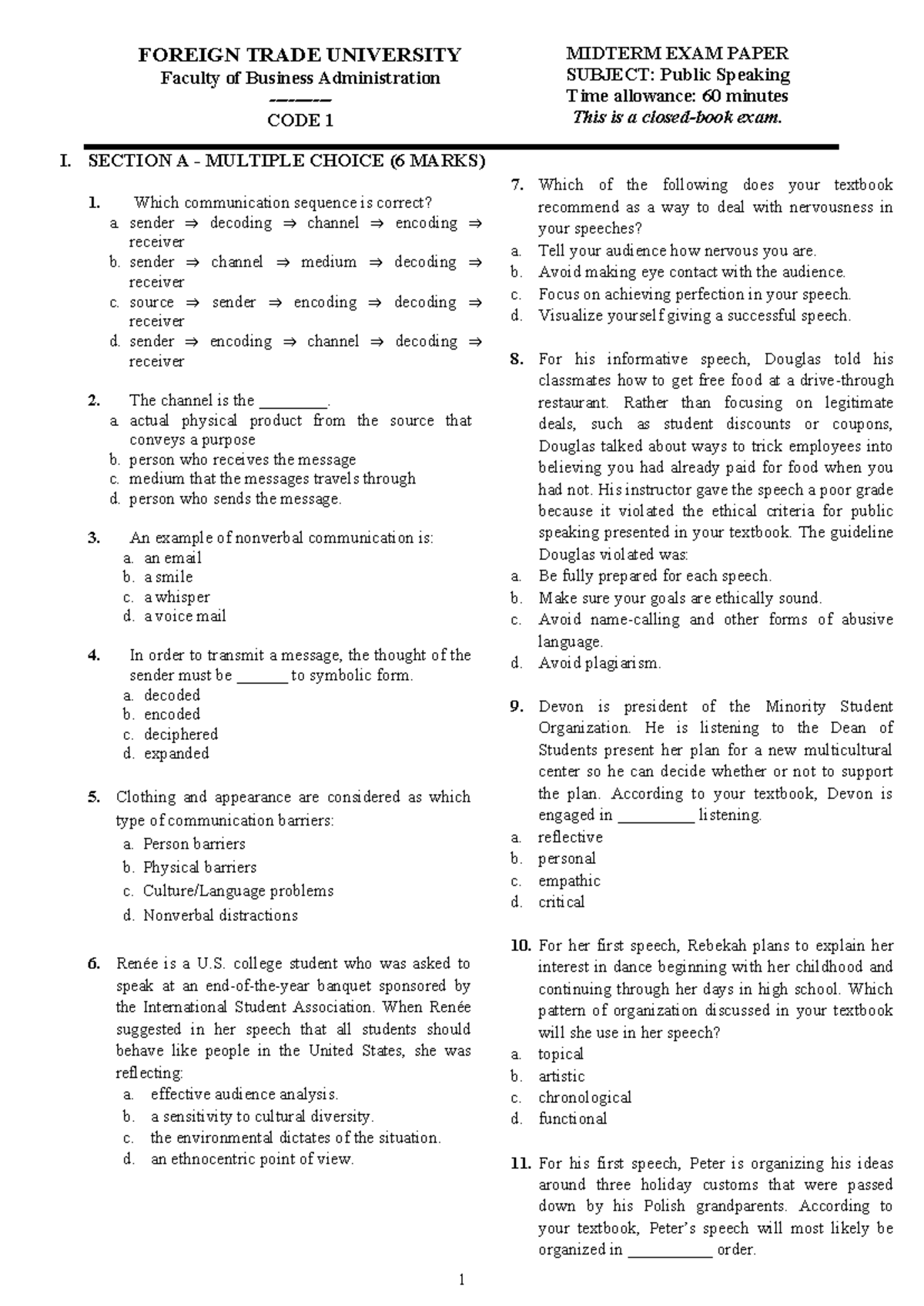 Midterm Exam PS 2025: Public Speaking Assessment Questions - Studocu