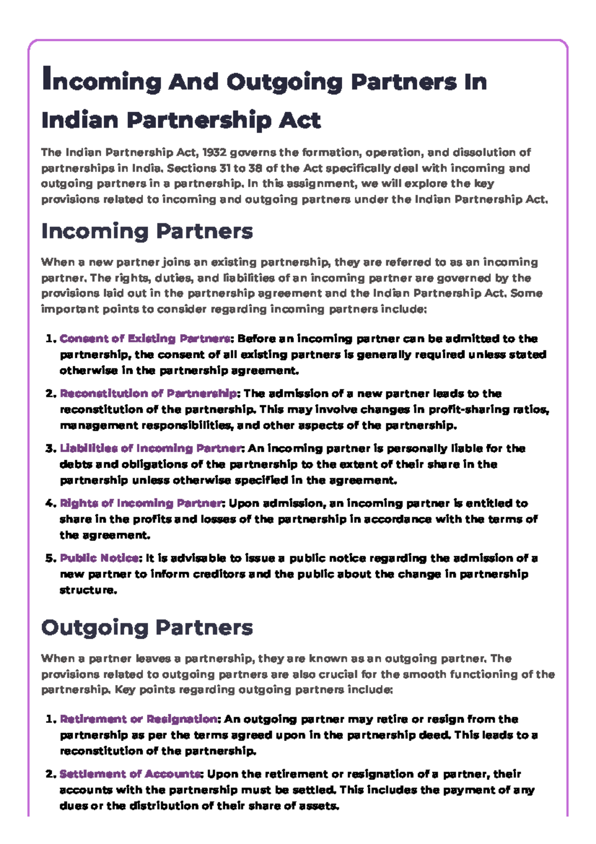 3000 words Assignment on Incoming & Outgoing Partners in India - Studocu