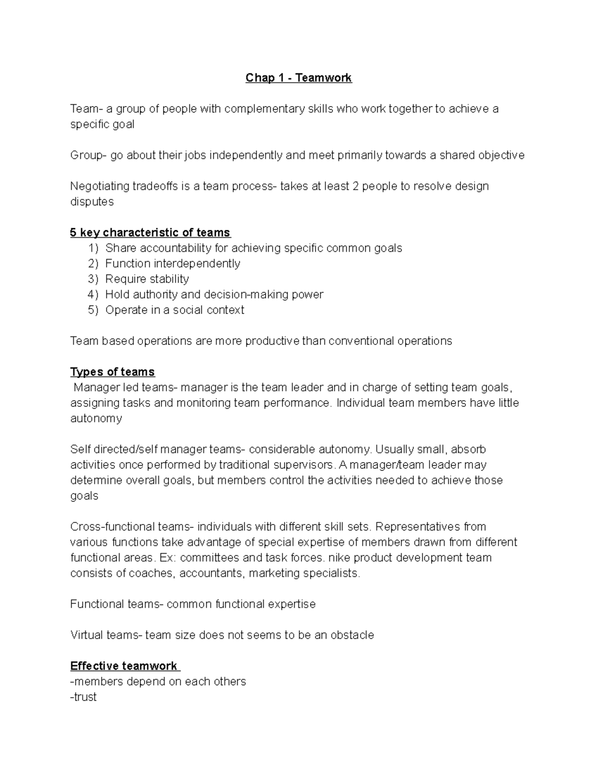MGT 1104 Exam 1 Study Guide - Teamwork, Economics, and Ethics - Studocu