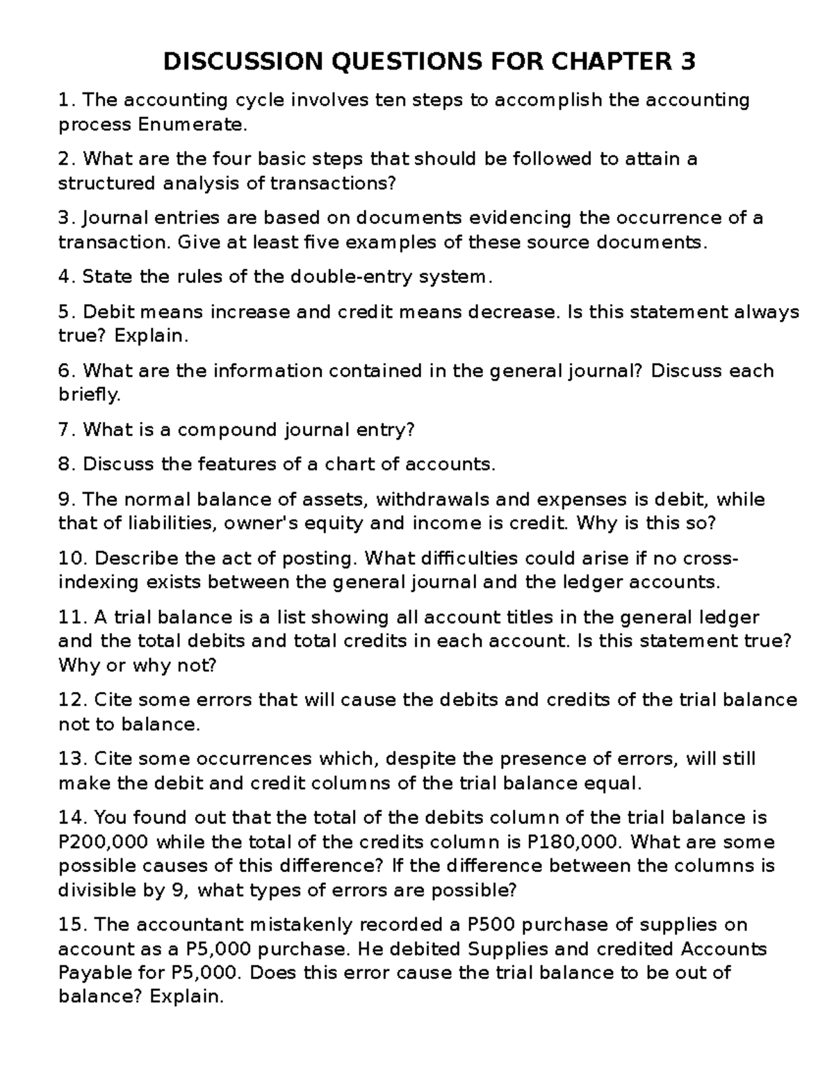Activities for Chapter 3: Discussion Questions and Answers - Studocu