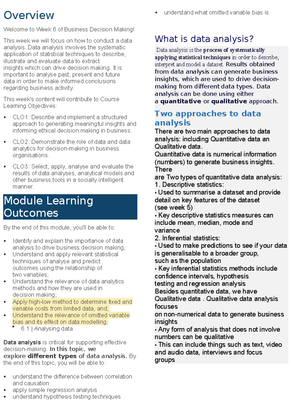 BDM 6: Understanding Omitted Variable Bias in Data Analysis - Studocu