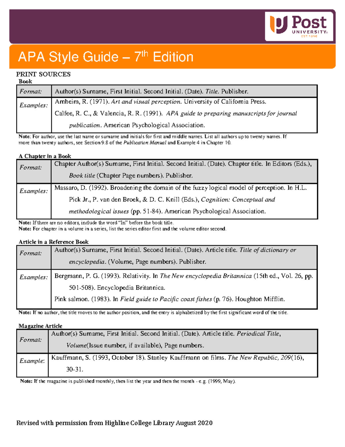APA 7th Edition Style Guide: Formatting Print & Electronic Sources ...