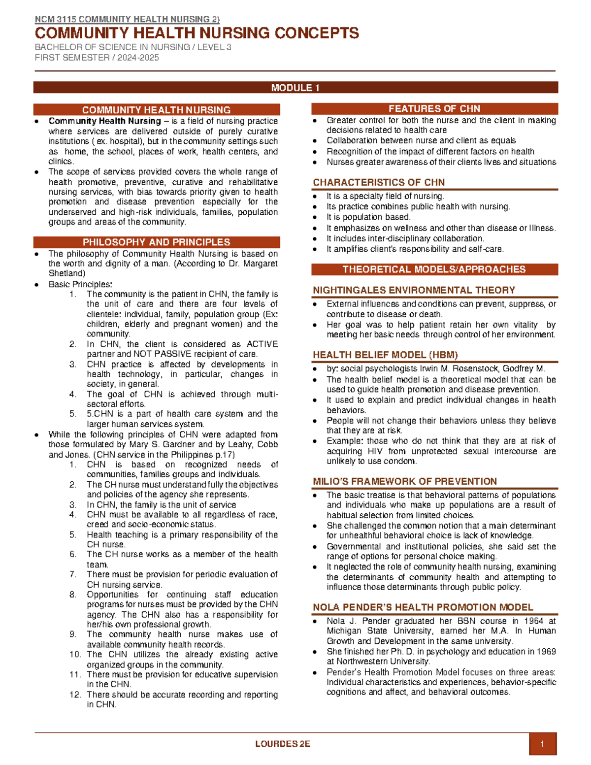 Module 1 - Community health nursing is a combination of nursing and ...