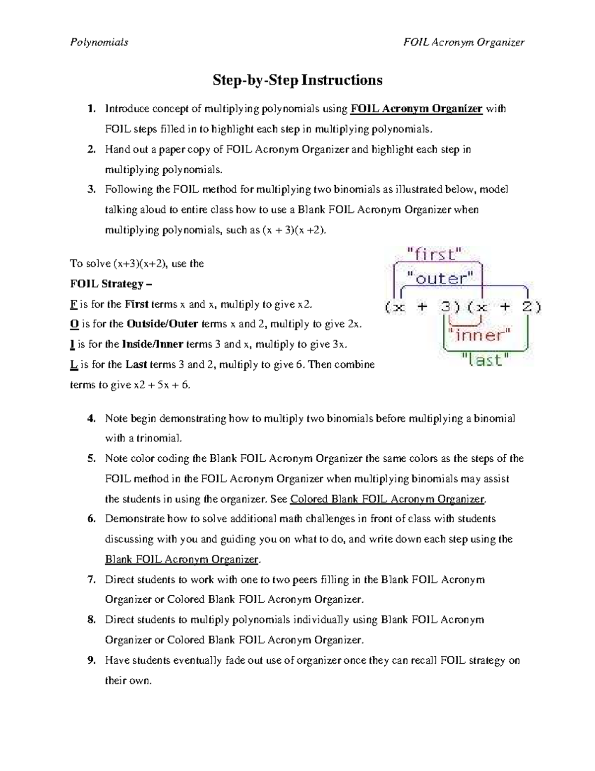 FOIL Strategy for Multiplying Polynomials: Step-by-Step Guide - Studocu