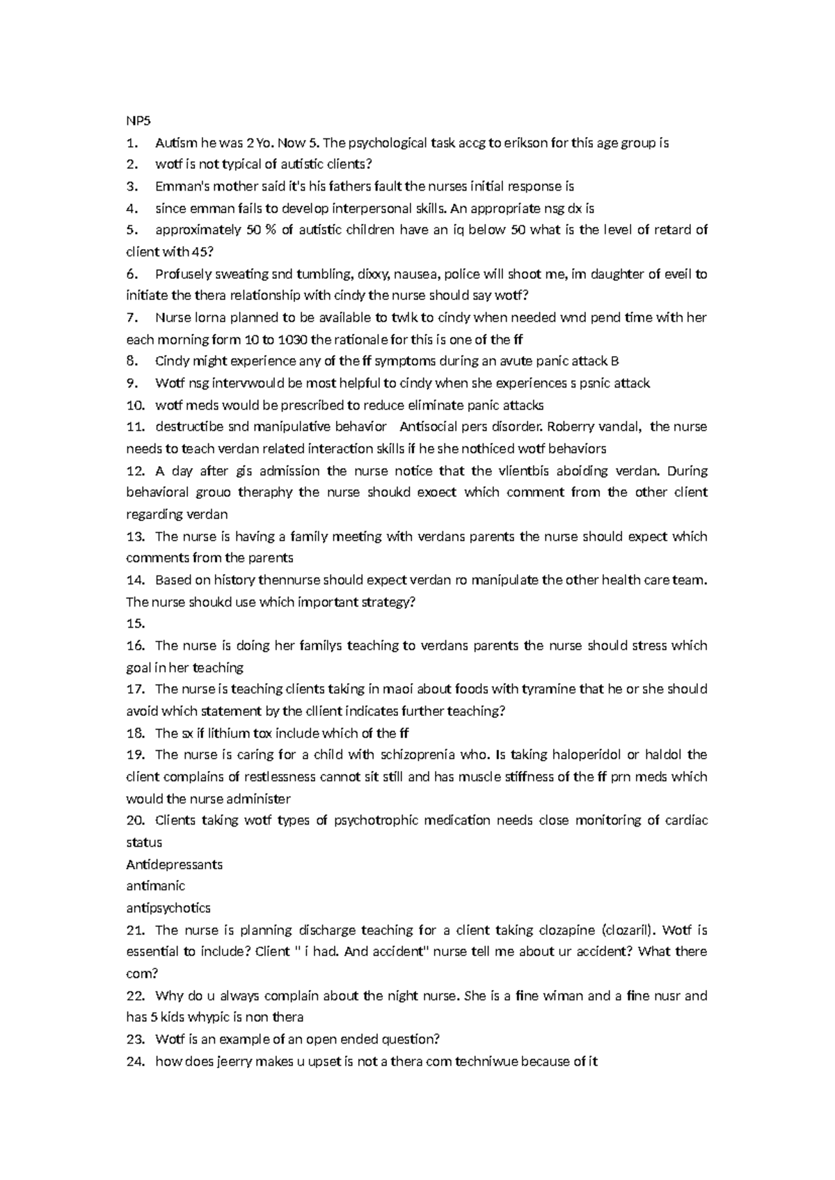NP5 - PNLE Behavioral Health Nursing Case Study Guide - Studocu